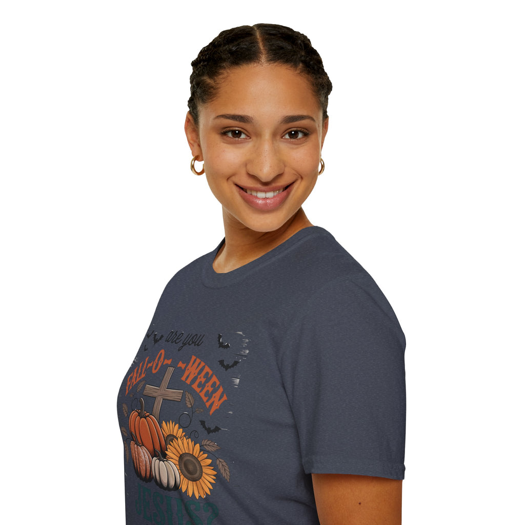 Fall-Themed T-Shirt: Are You Fall-O-Ween Jesus? Halloween Tee, Unisex Shirt, Autumn Apparel, Faith-Based Gift, Seasonal Wear