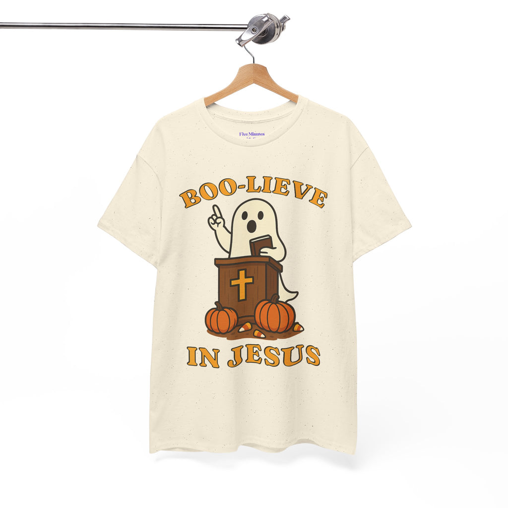 Boo-Lieve in Jesus Tee, Halloween Shirt, Unisex Cotton Tee, Fall Fashion, Religious T-Shirt, Spooky Season Apparel