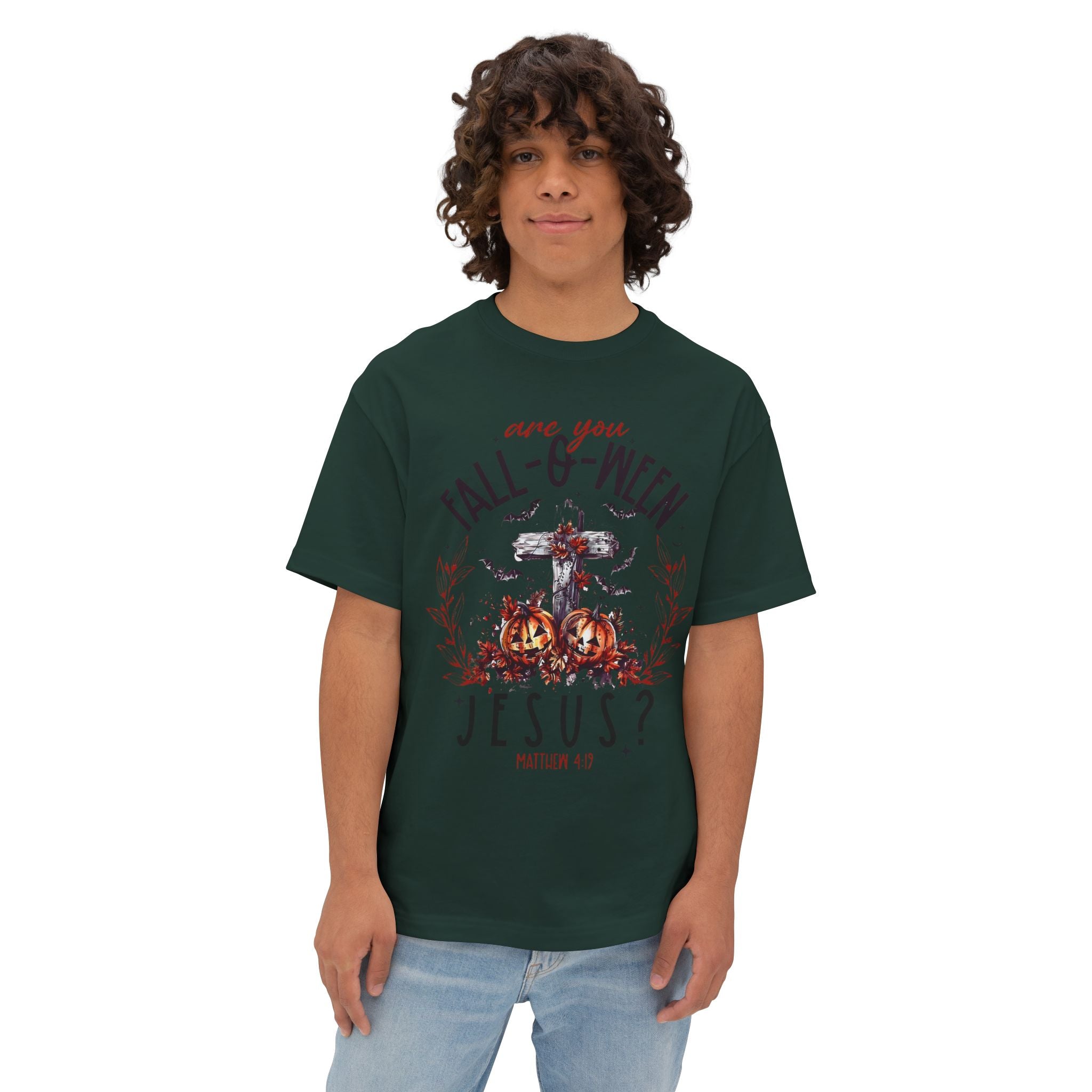Fall-O-Ween Jesus Boxy Tee, Oversized T-Shirt for Halloween, Unisex, Funny Christian Tee, Casual Fall Wear, Unique Gift Idea