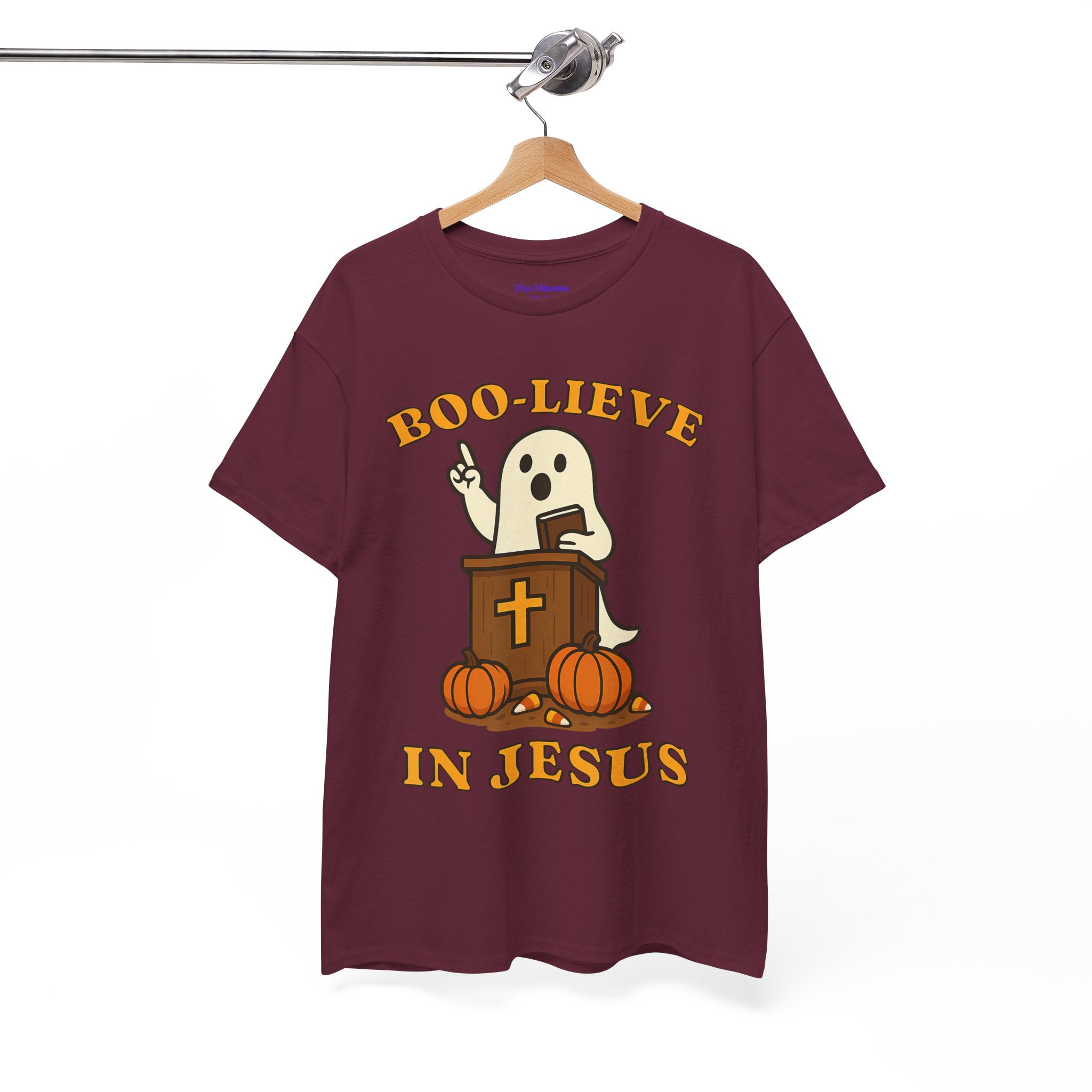 Boo-Lieve in Jesus Tee, Halloween Shirt, Unisex Cotton Tee, Fall Fashion, Religious T-Shirt, Spooky Season Apparel