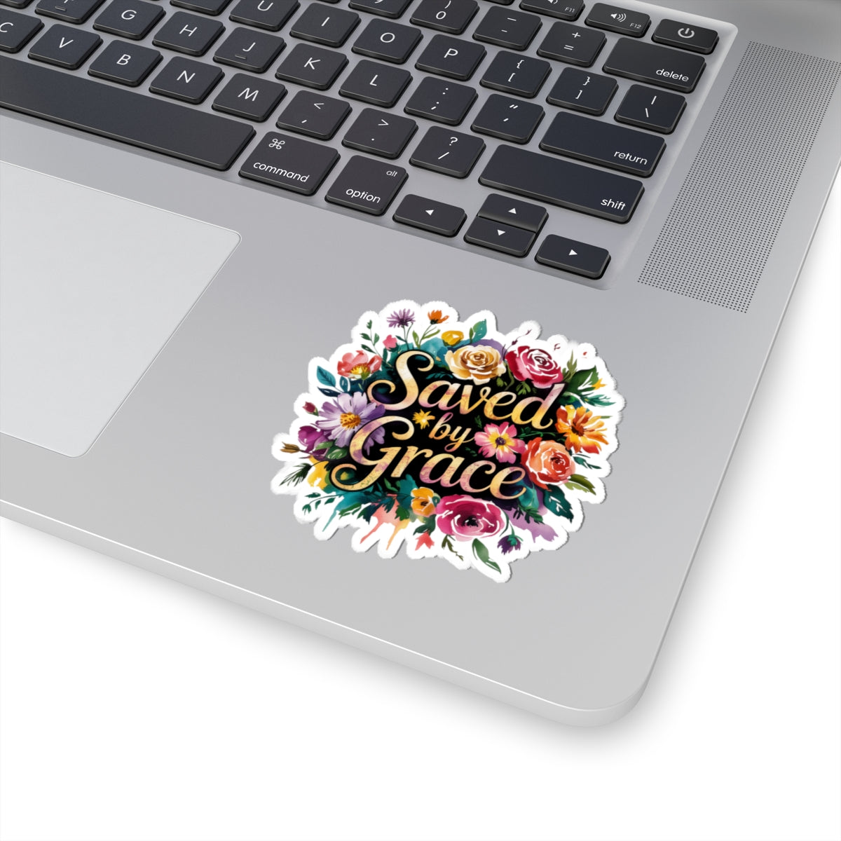 Floral Inspirational Sticker Set, Saved by Grace Decor, Laptop Stickers, Gift for Friends, Spring Floral Art