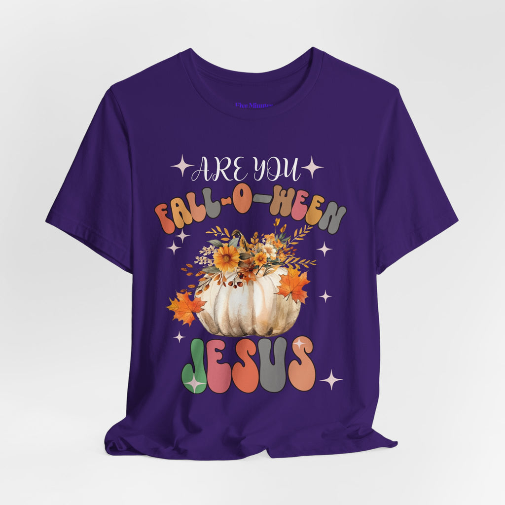 Fall-Themed Jesus Tee, Unisex Jersey T-Shirt, Cozy Autumn Apparel, Thanksgiving Gift, Fall Celebration Shirt, Christian Fashion