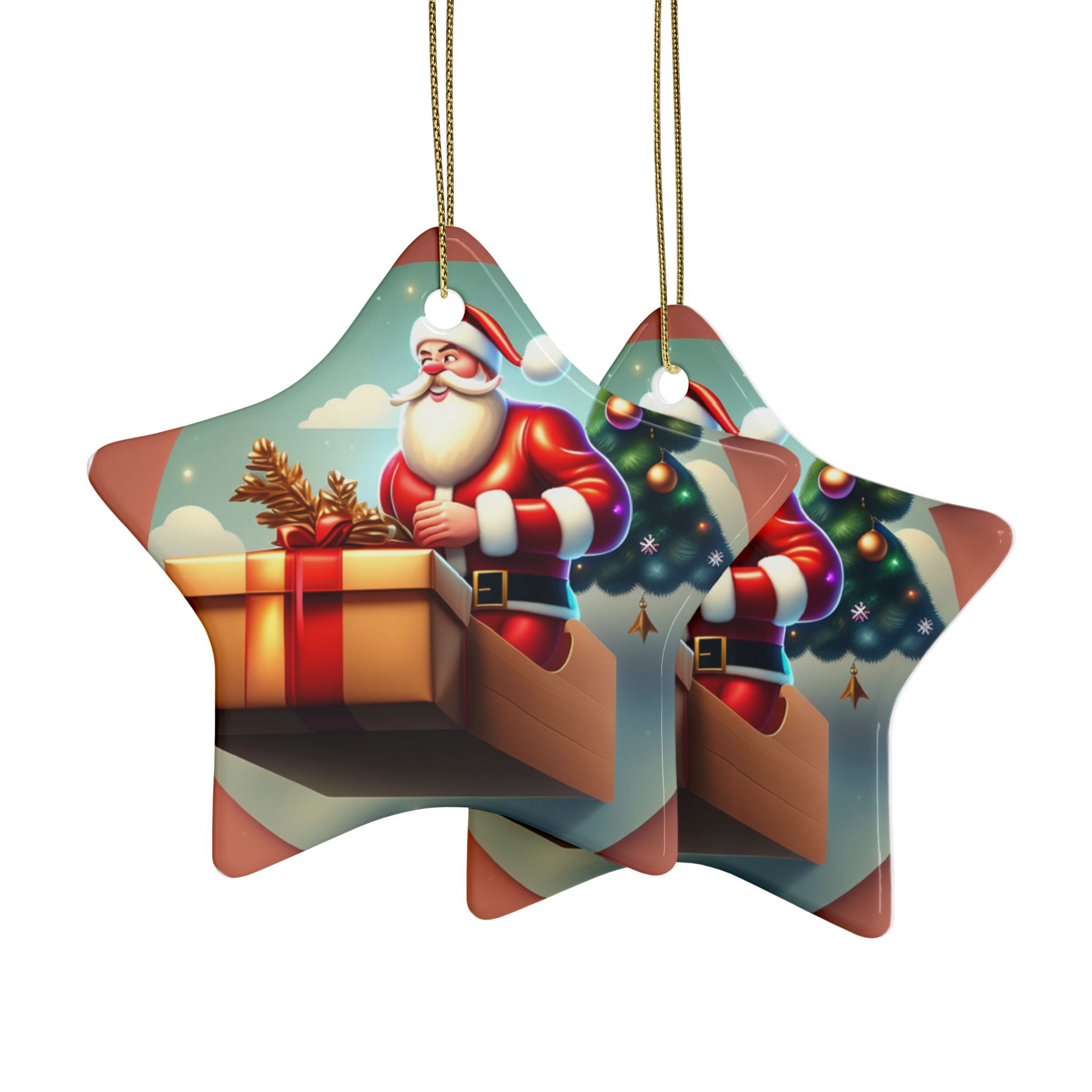 Festive Santa Ceramic Ornaments - Holiday Decor, Christmas Tree Decorations, Personalized Gifts, Stocking Stuffers, Winter Celebrations