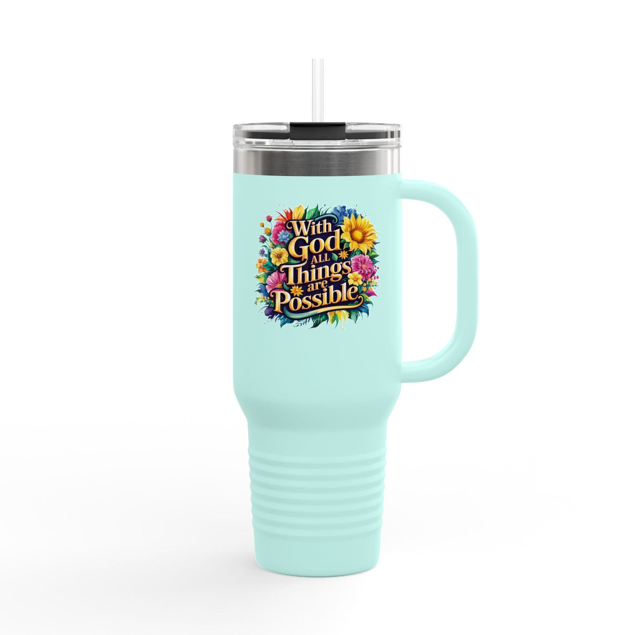 Inspirational Travel Mug, 40oz Insulated Coffee Cup, Floral Design, Motivational Gift for Travelers, Perfect for Road Trips, Keep [...]