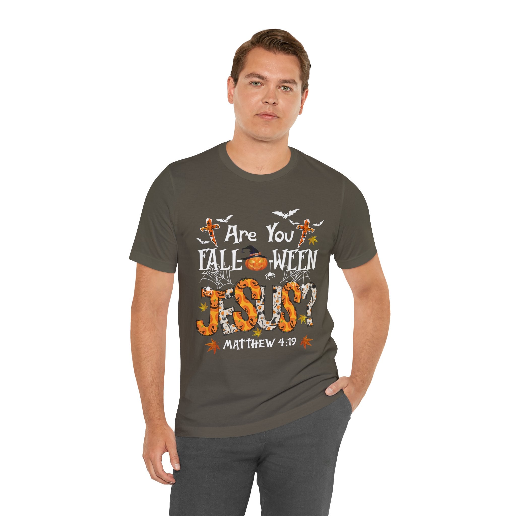 Jesus? Unisex Short Sleeve Tee | Fall Inspired T-Shirt, Autumn Apparel, Halloween Gift, Cozy Casual Wear, Everyday Style