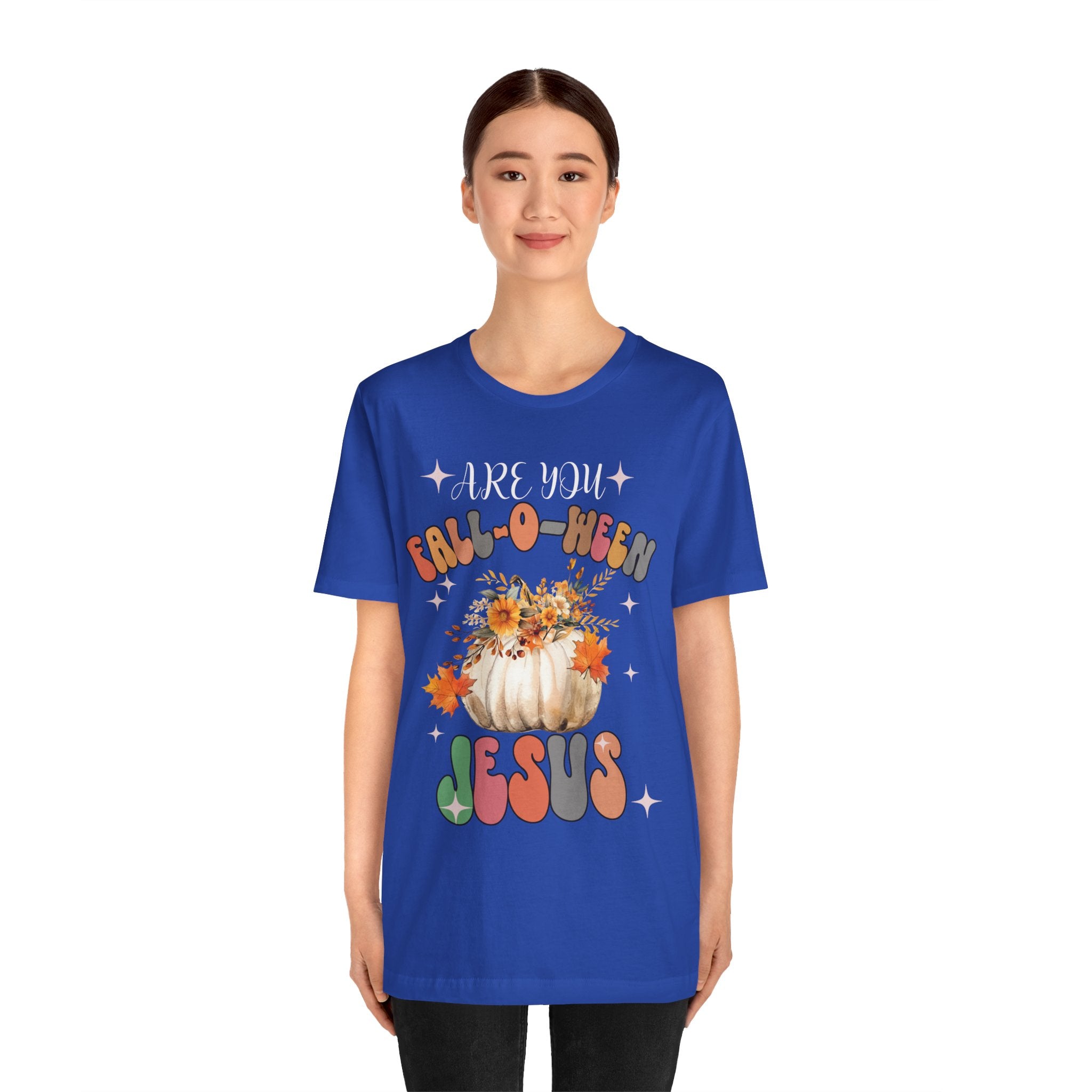 Fall-Themed Jesus Tee, Unisex Jersey T-Shirt, Cozy Autumn Apparel, Thanksgiving Gift, Fall Celebration Shirt, Christian Fashion