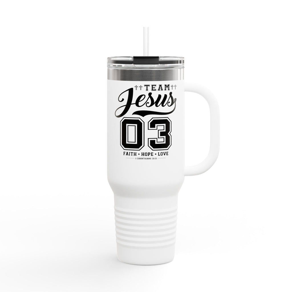 Faith-Inspired Insulated Travel Mug, 40oz - Team Jesus, Custom Tumbler for Gifts, Inspirational Drinkware, Bible Study, Church Events