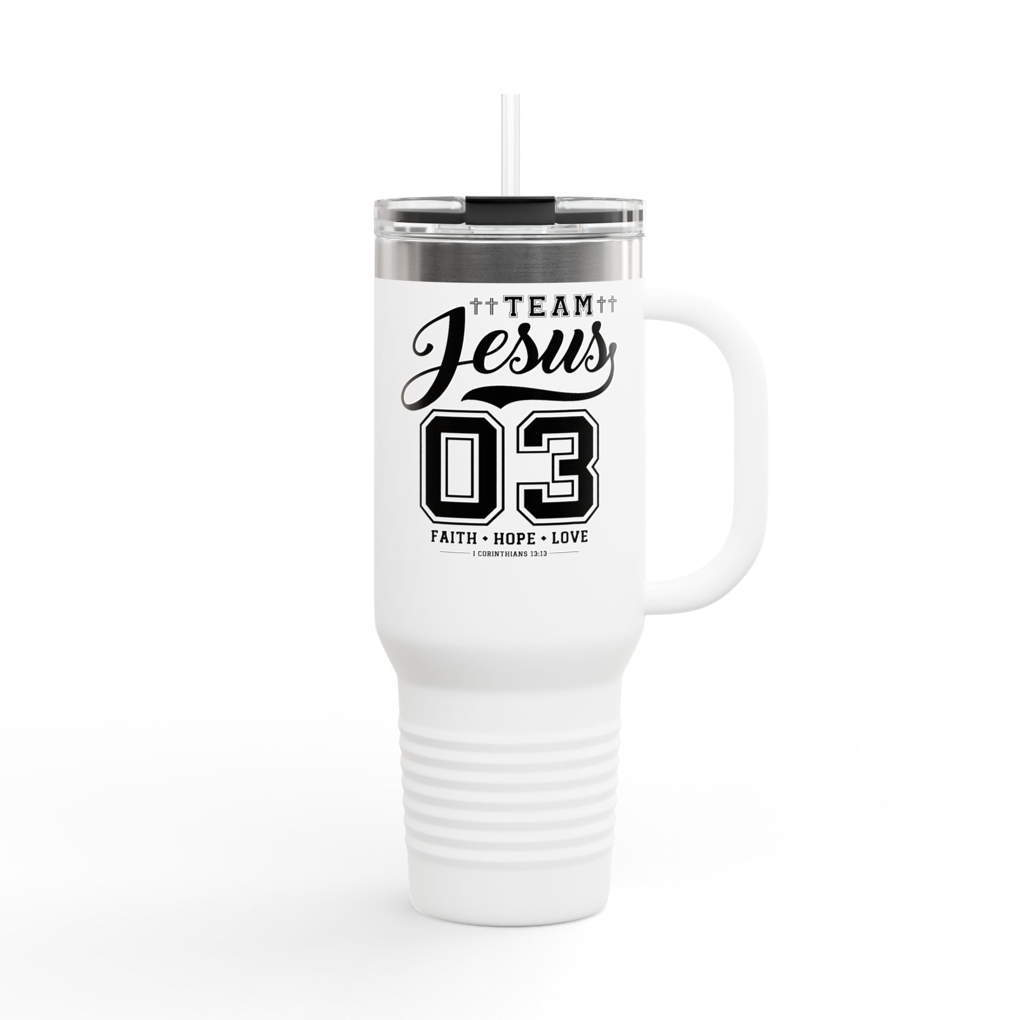 Faith-Inspired Insulated Travel Mug, 40oz - Team Jesus, Custom Tumbler for Gifts, Inspirational Drinkware, Bible Study, Church Events