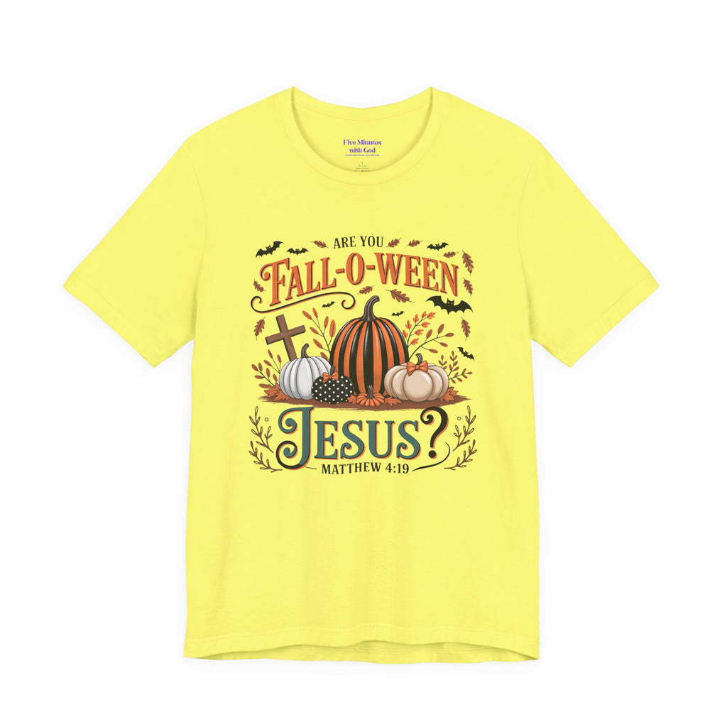 Fall-O-Ween Jesus Tee, Funny Fall T-Shirt, Unisex Pumpkin Shirt, Halloween Christian Top, Autumn Graphic Tee, Religious Casual Wear