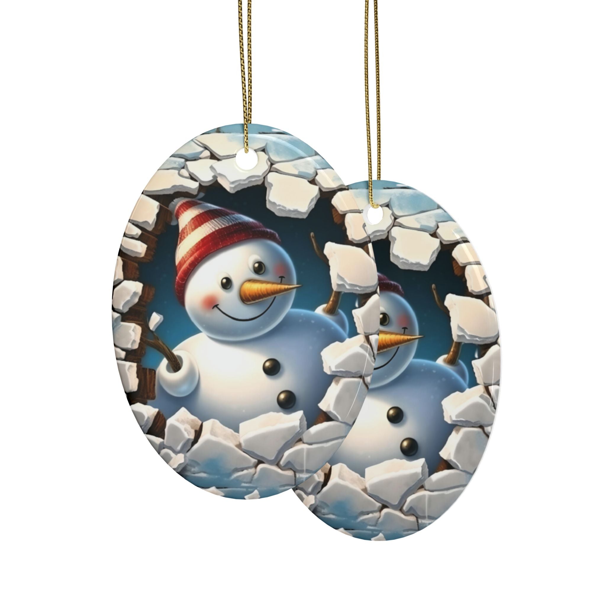 Heart-Shaped Snowman Ceramic Ornaments | Winter Decorations, Christmas Gifts, Holiday Decor, Keepsake Ornaments, Festive Home Accents