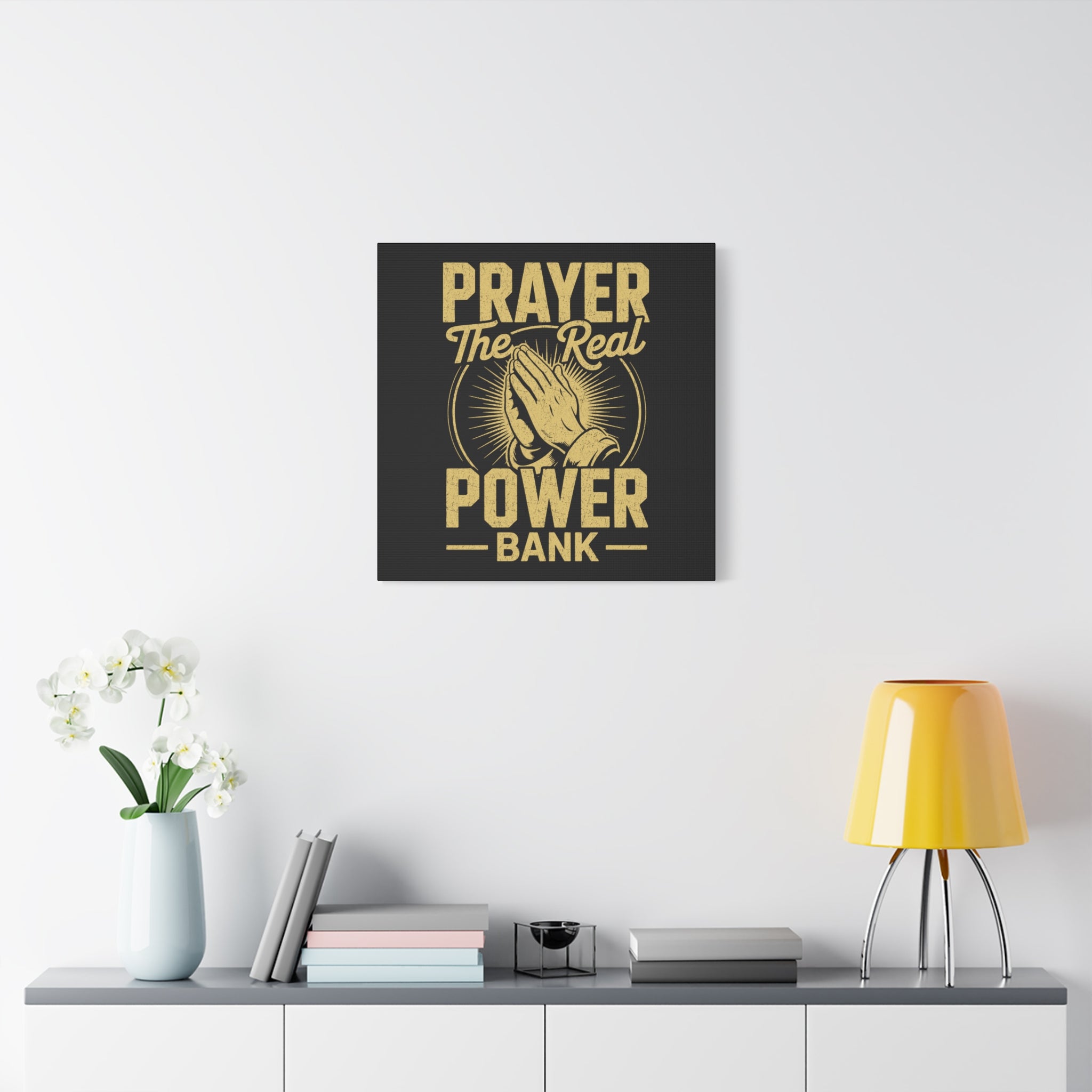 Matte Canvas Wall Art - 'Prayer The Real Power Bank'