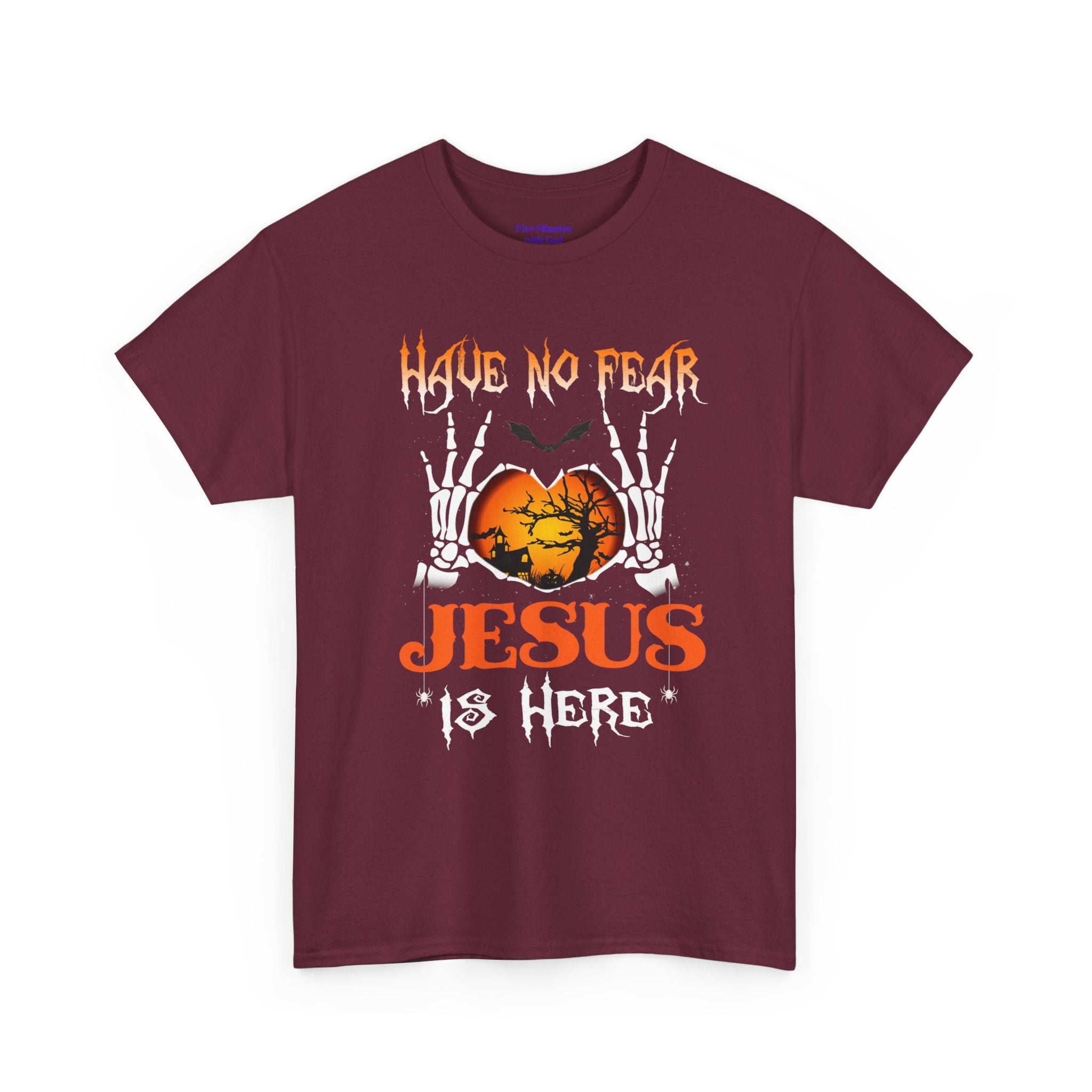 Halloween Faith Tee, Unisex T-Shirt with Skeletons, Jesus is Here, Spooky Season Apparel, Christian Shirt, Autumn Outfit