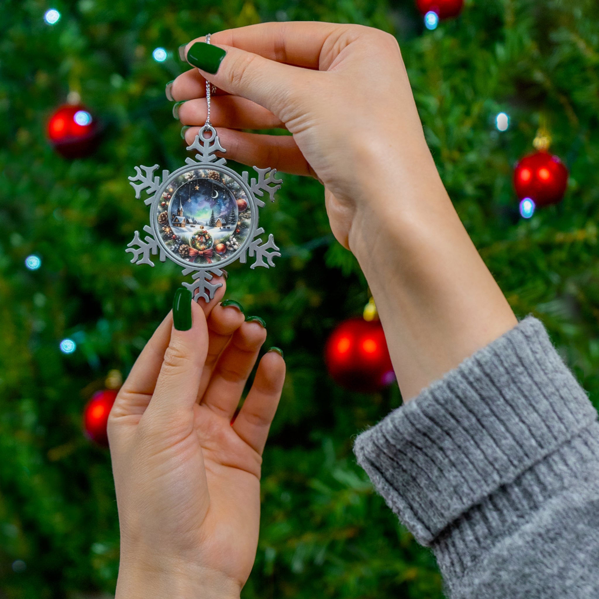 Pewter Snowflake Ornament - Holiday Decor, Christmas Gift, Winter Wonderland Keepsake, Unique Ornament, Tree Decoration
