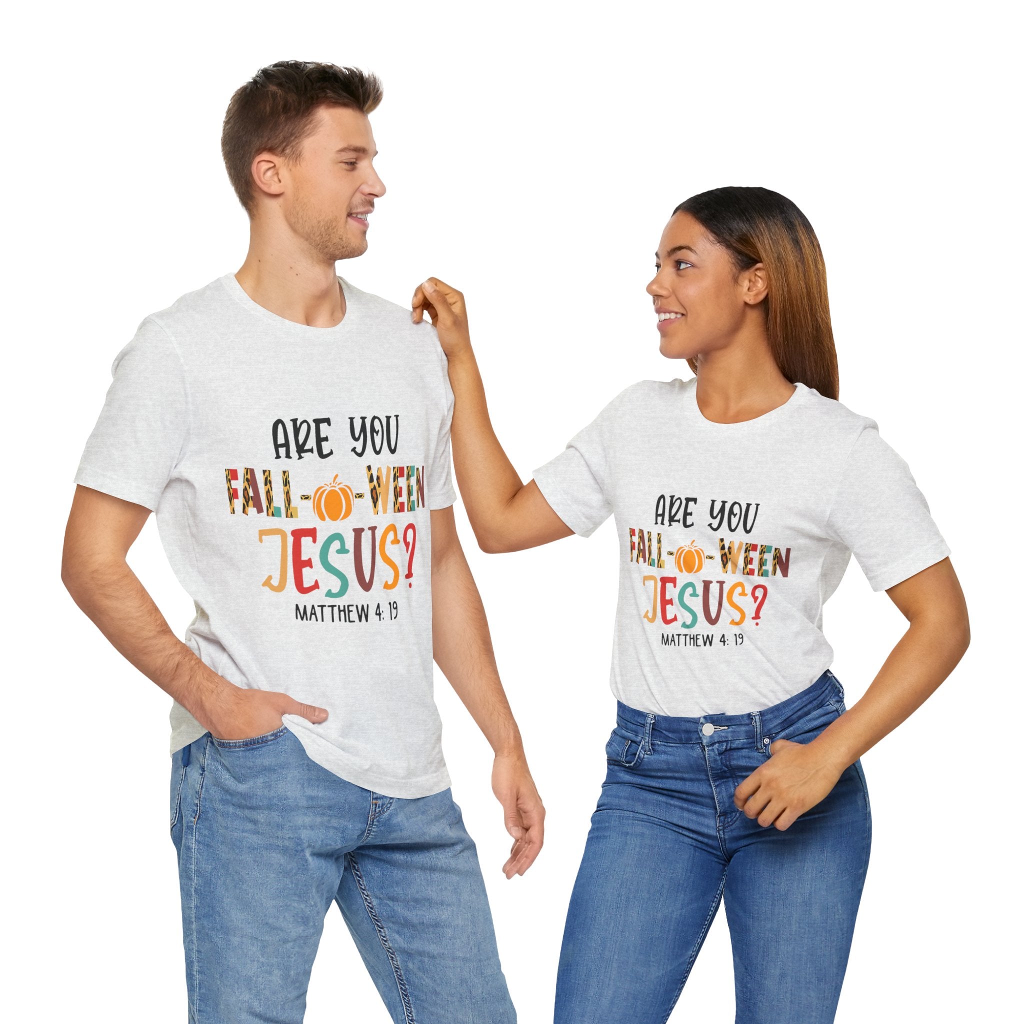 Fall-Themed Jesus Tee | Unisex Jersey Short Sleeve T-Shirt, Halloween Church Wear, Faith-Based Gift, Cozy Casual Top