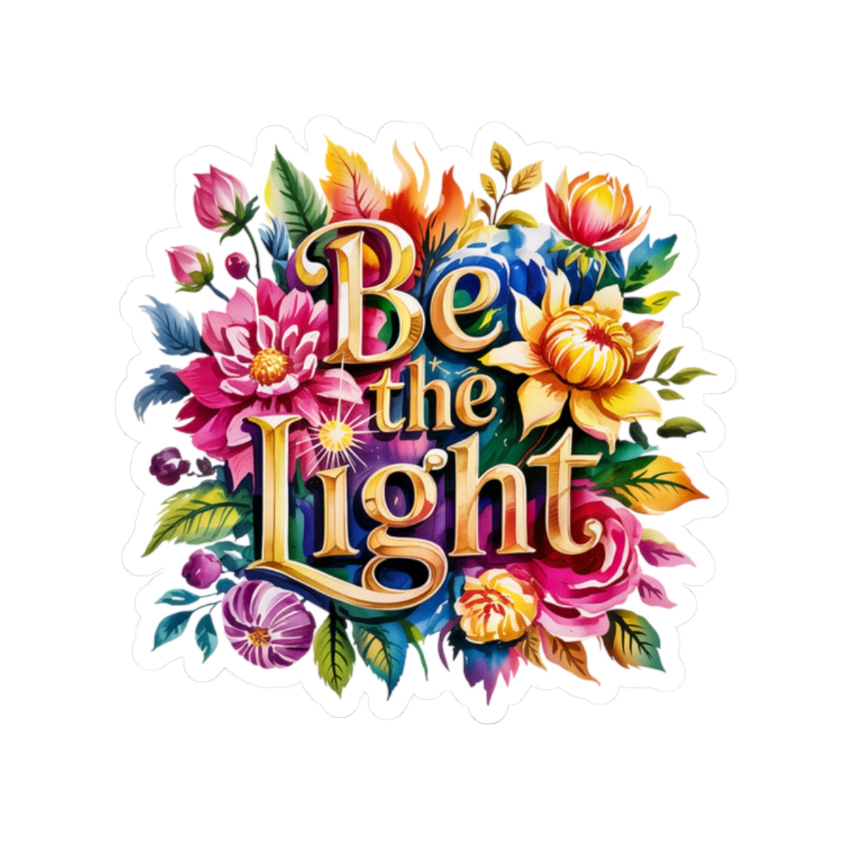 Floral Inspirational Kiss-Cut Stickers | Be the Light | Aesthetic Decals for Laptops, Journals, Gifts, and Home Decor