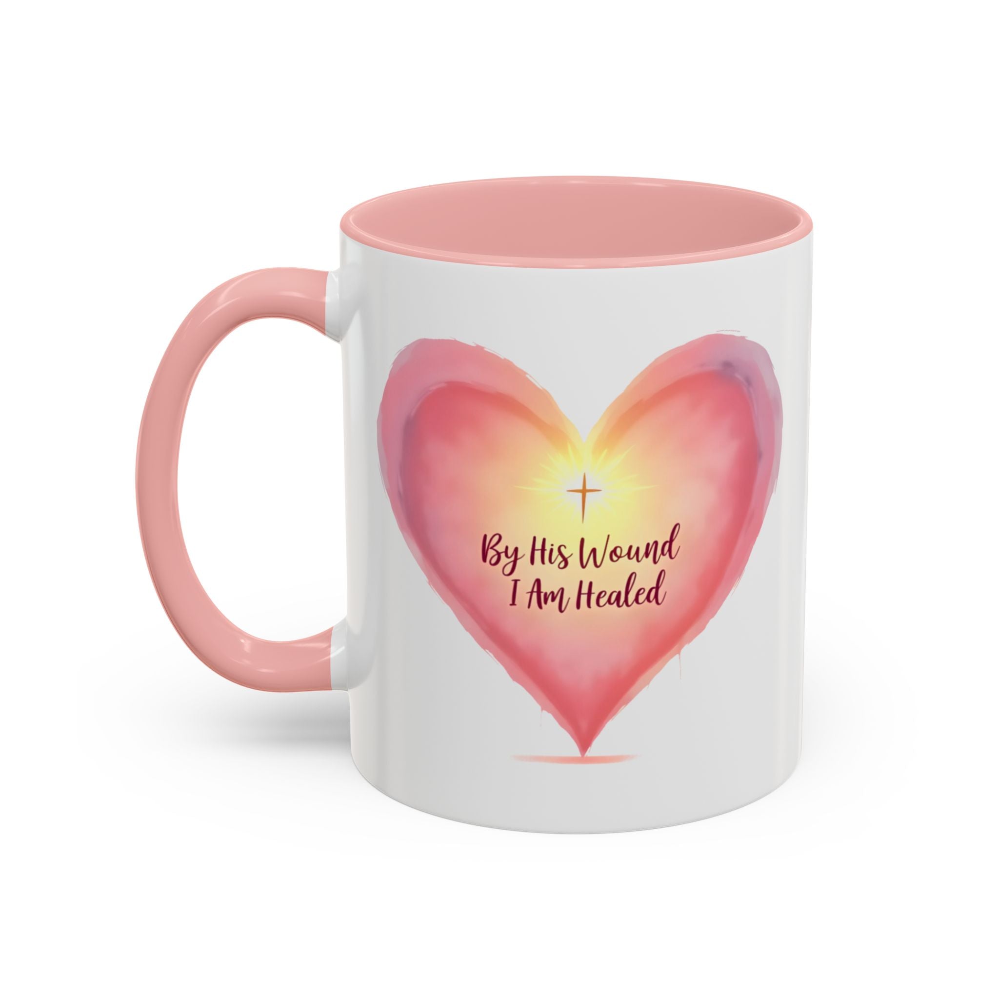 God Heals My Broken Heart Mug, Inspirational Coffee Cup, Heart Design Gift, Christian Faith Mug, Encouragement & Support Beverage