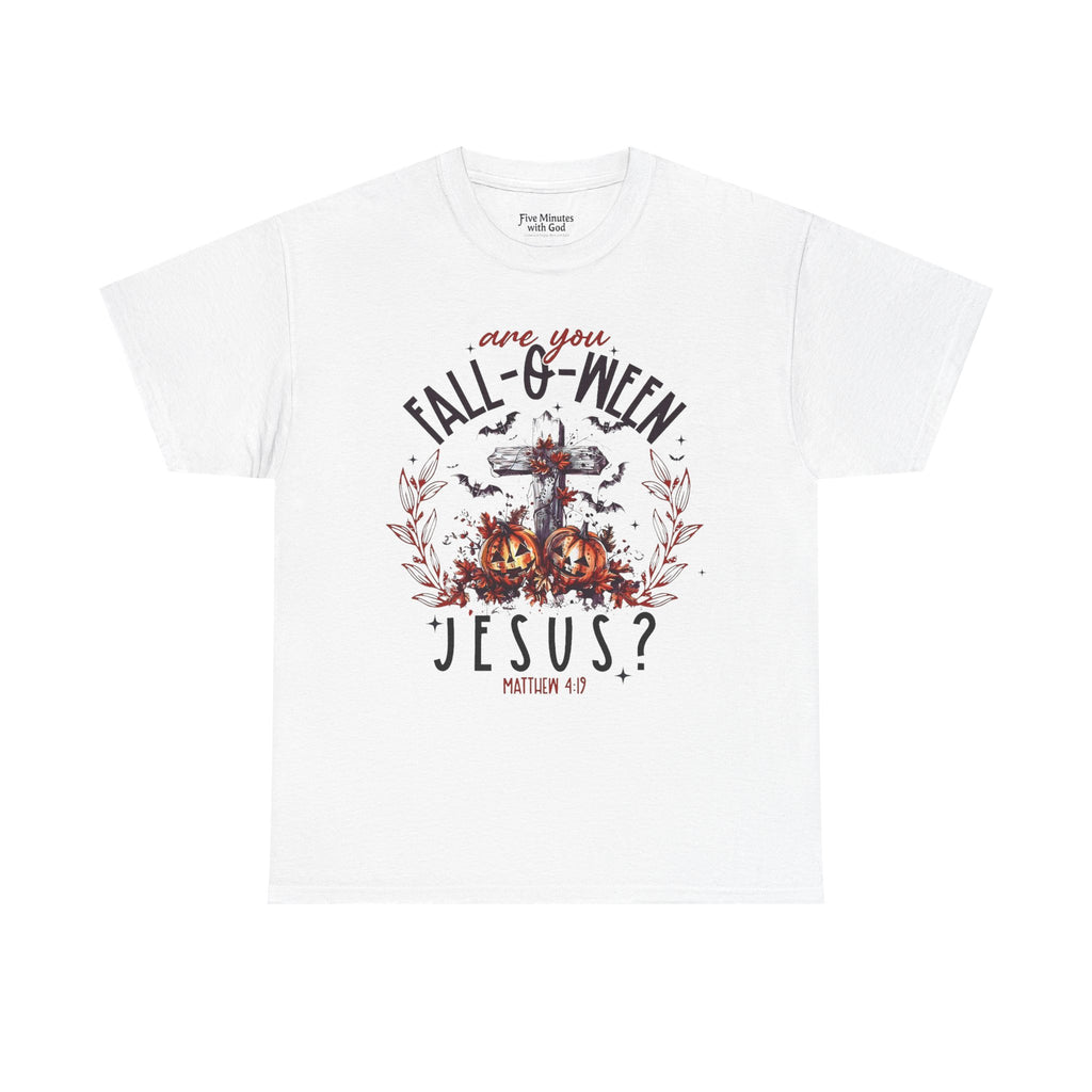Fall-O-Ween Jesus Unisex Heavy Cotton Tee, Halloween Shirt, Christian T-Shirt, Autumn Apparel, Gift for Him/Her