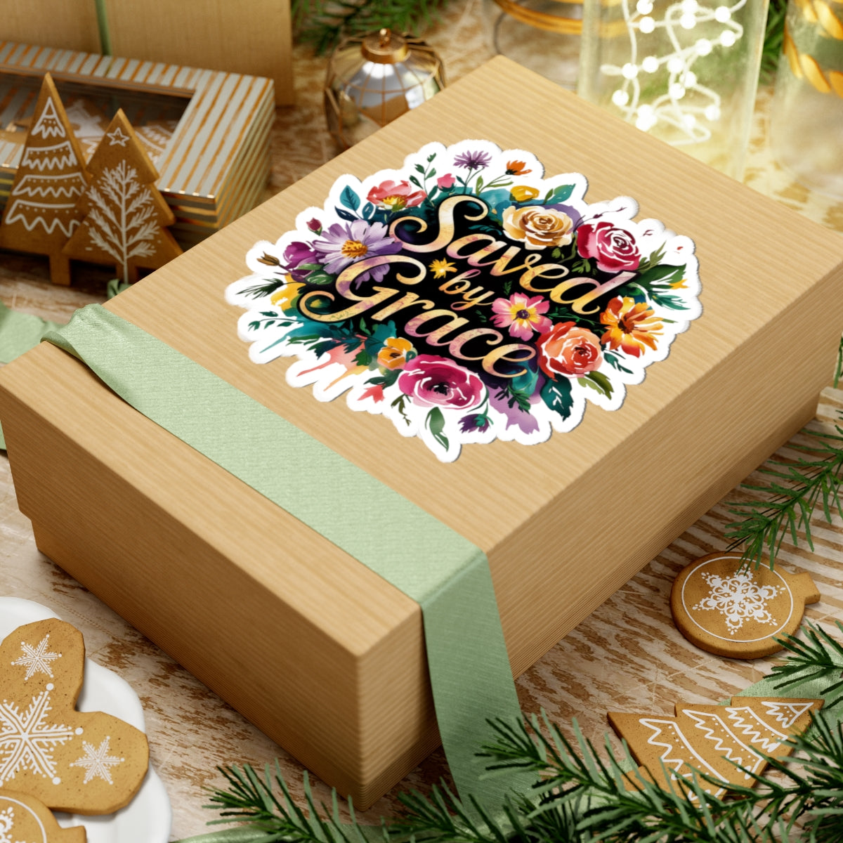 Floral Inspirational Sticker Set, Saved by Grace Decor, Laptop Stickers, Gift for Friends, Spring Floral Art