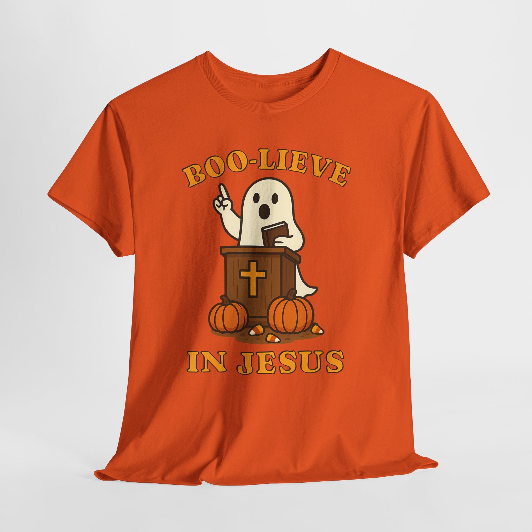 Boo-Lieve in Jesus Tee, Halloween Shirt, Unisex Cotton Tee, Fall Fashion, Religious T-Shirt, Spooky Season Apparel