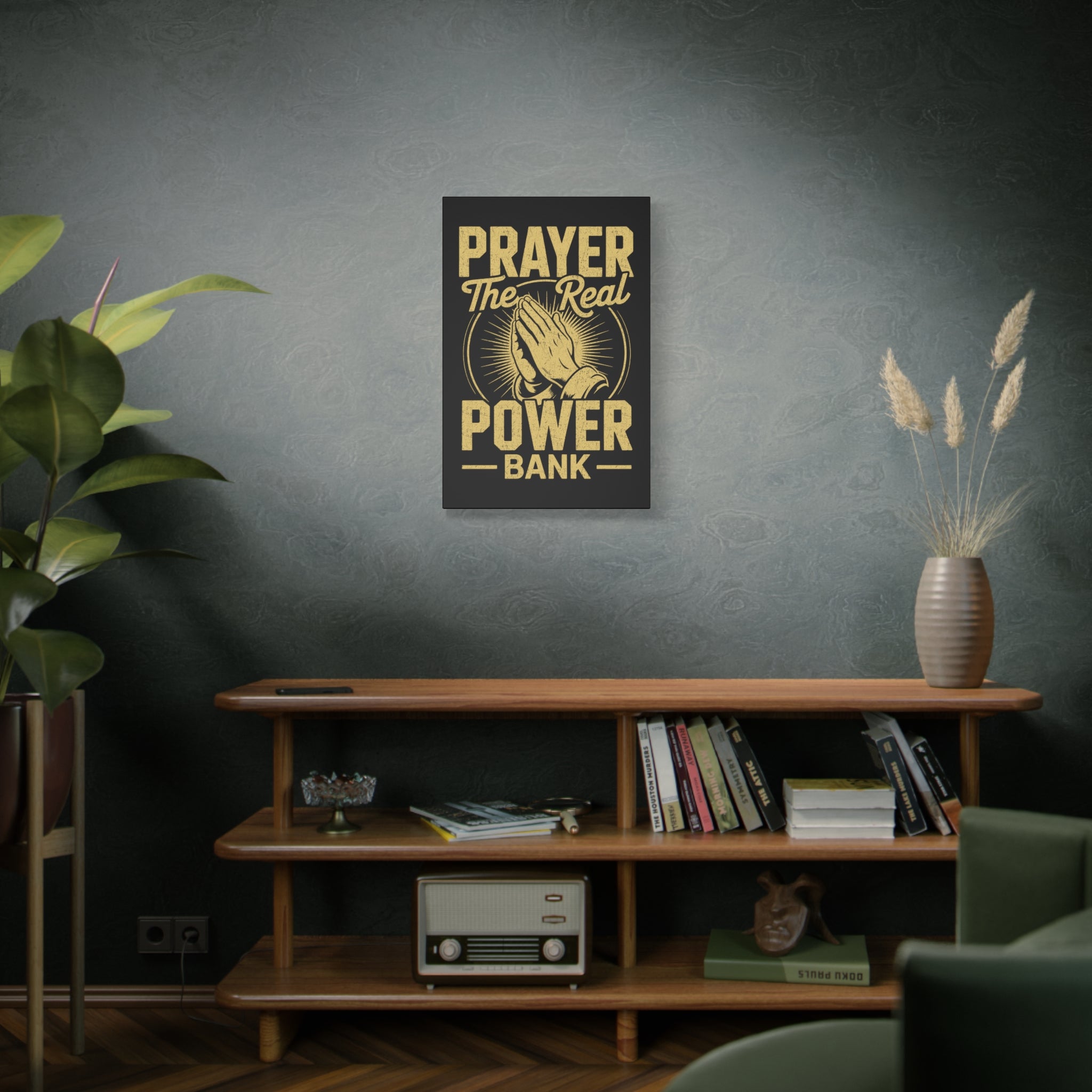 Matte Canvas Wall Art - 'Prayer The Real Power Bank'
