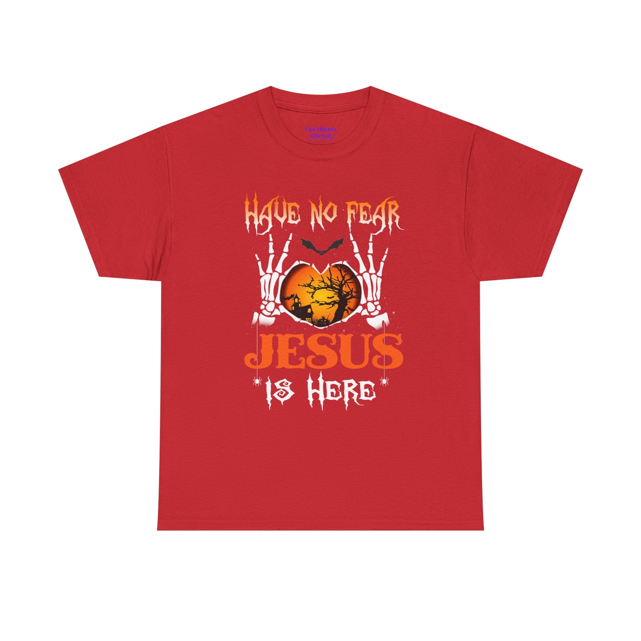 Halloween Faith Tee, Unisex T-Shirt with Skeletons, Jesus is Here, Spooky Season Apparel, Christian Shirt, Autumn Outfit