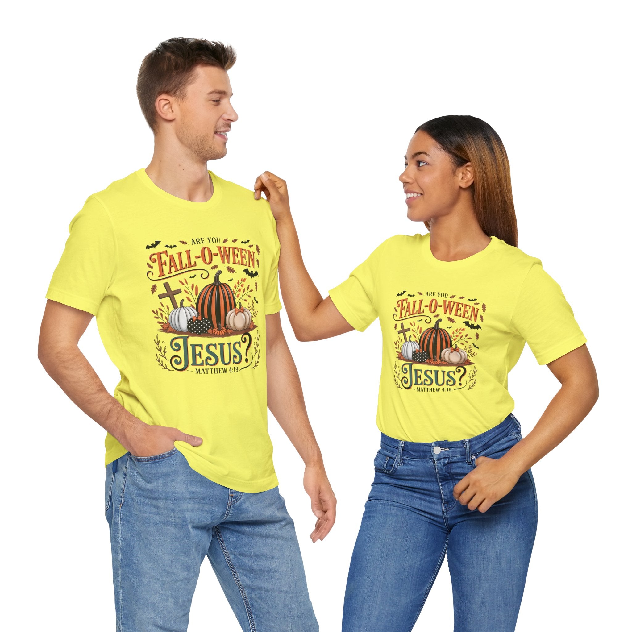Fall-O-Ween Jesus Tee, Funny Fall T-Shirt, Unisex Pumpkin Shirt, Halloween Christian Top, Autumn Graphic Tee, Religious Casual Wear