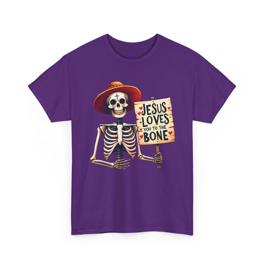 Jesus Loves You to the Bone Tee | Fun Skeleton Shirt, Unisex T-Shirt, Halloween Gift, Faith Apparel, Casual Wear, Holiday Shirt