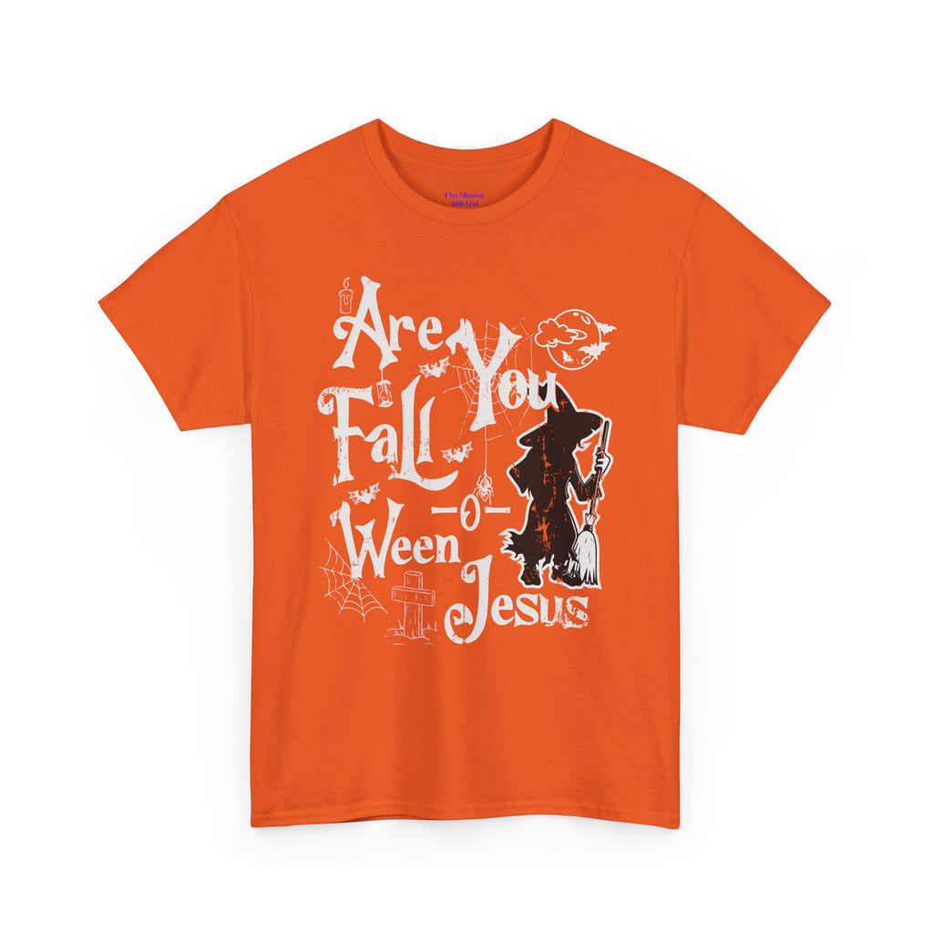 Fall-Themed Unisex Heavy Cotton Tee - Halloween, Jesus Celebration, Autumn Vibes, Casual Wear, Gift Idea