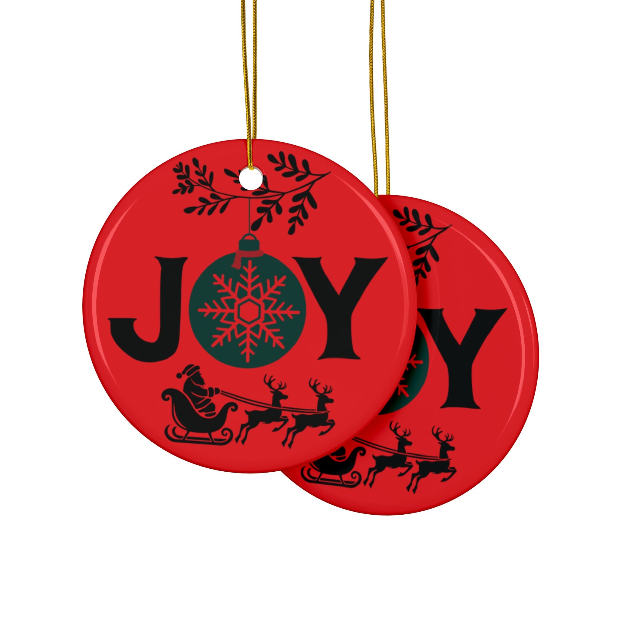 Festive Holiday Ornaments, Joyful 2-Sided Ceramic Decoration for Christmas, Tree Hangings, Gift Tags, Home Decor