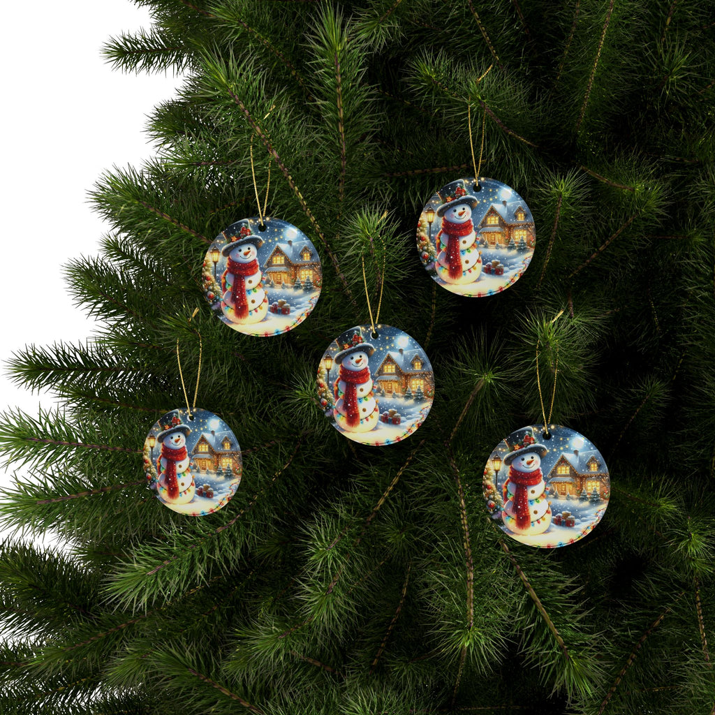 Festive Ceramic Ornaments - Heart-Shaped Snowman Decorations for Christmas, Tree Decor, Holiday Gifts, Home Accents