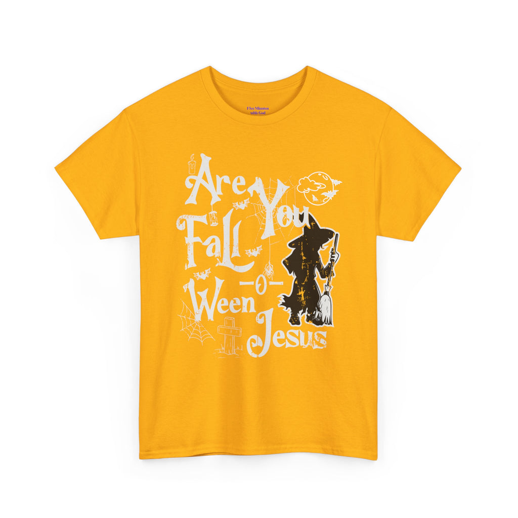 Fall-Themed Unisex Heavy Cotton Tee - Halloween, Jesus Celebration, Autumn Vibes, Casual Wear, Gift Idea