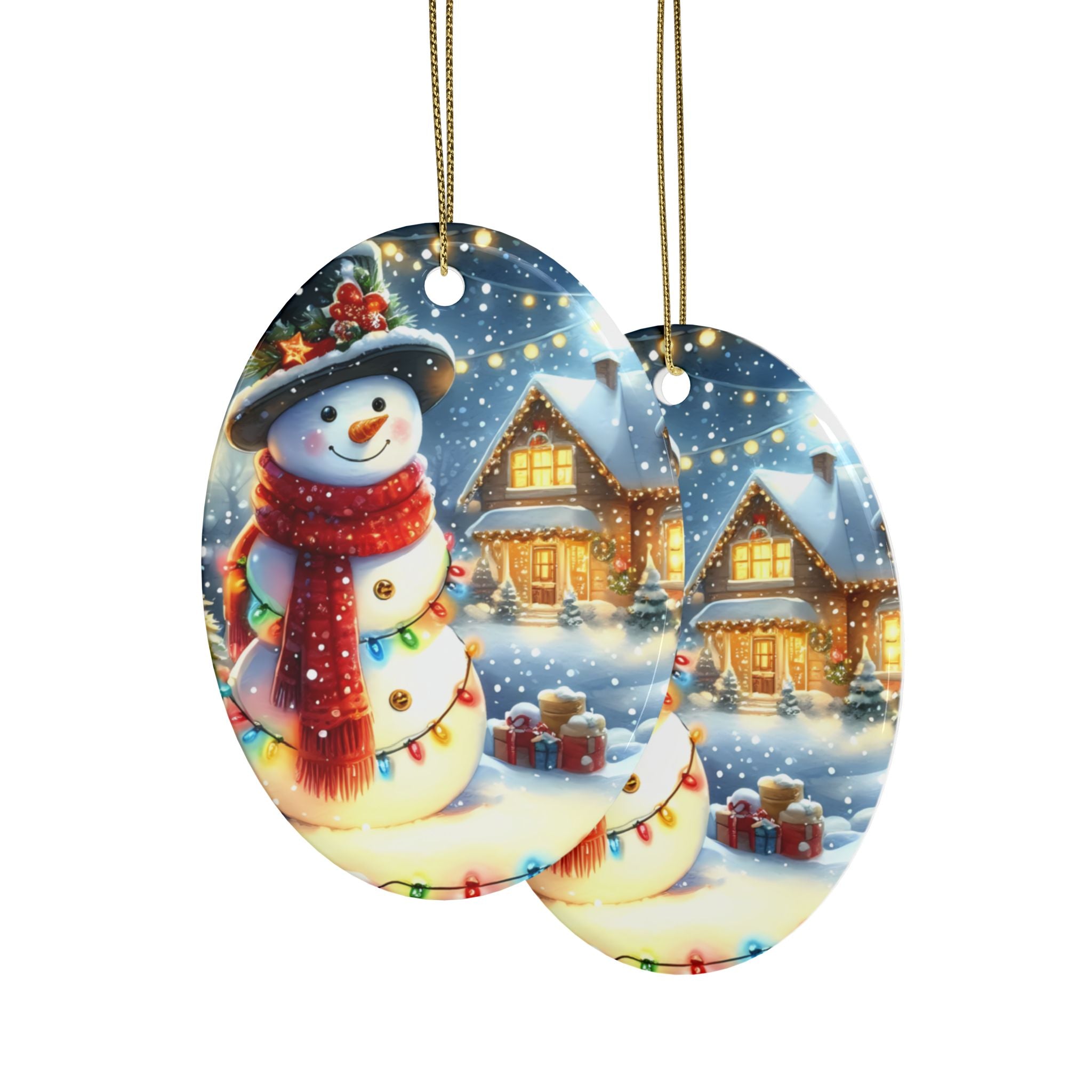 Festive Ceramic Ornaments - Heart-Shaped Snowman Decorations for Christmas, Tree Decor, Holiday Gifts, Home Accents