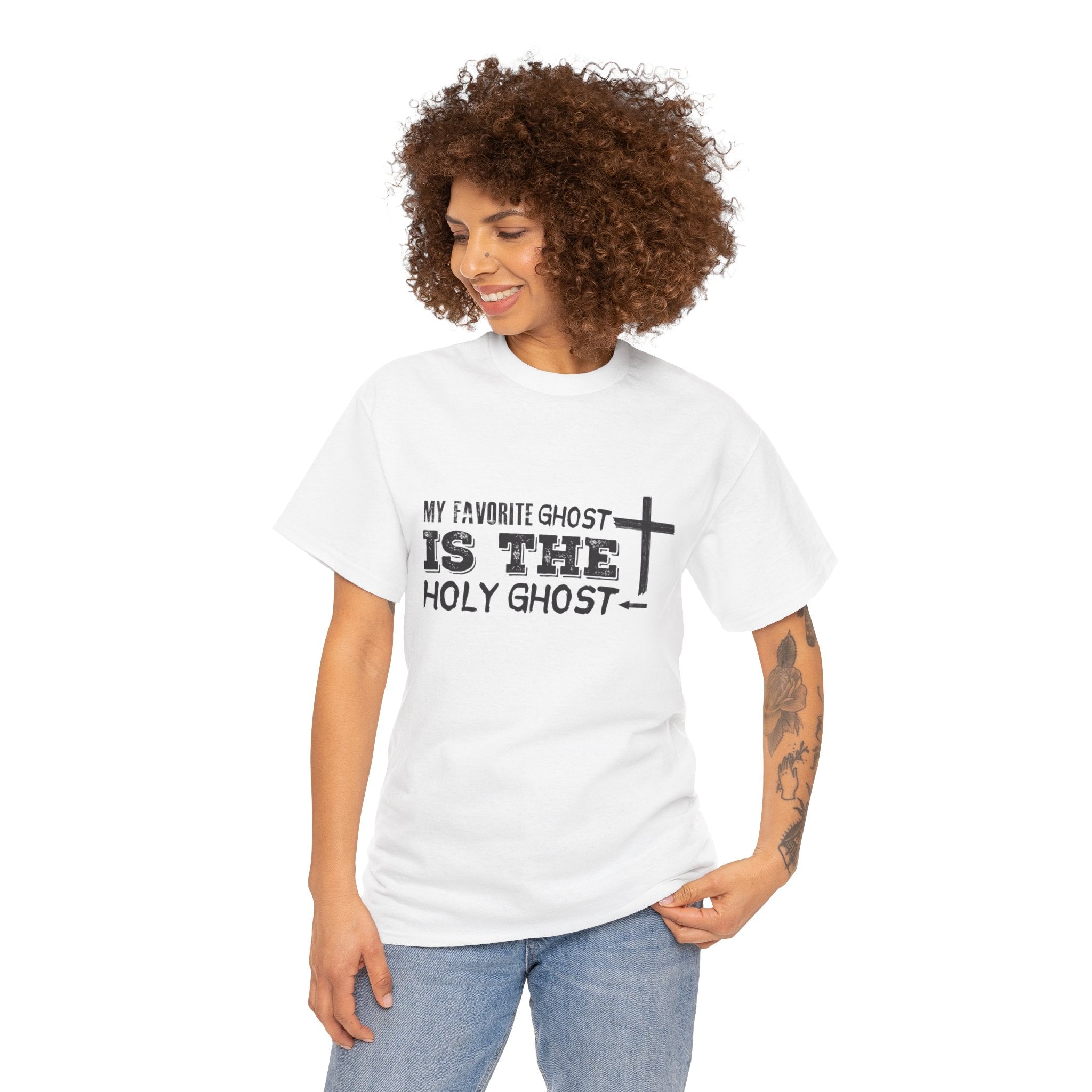 Unisex Cotton Tee - My Favorite Ghost is the Holy Ghost Shirt, Religious T-Shirt, Christian Apparel, Spiritual Gift, Halloween Shirt