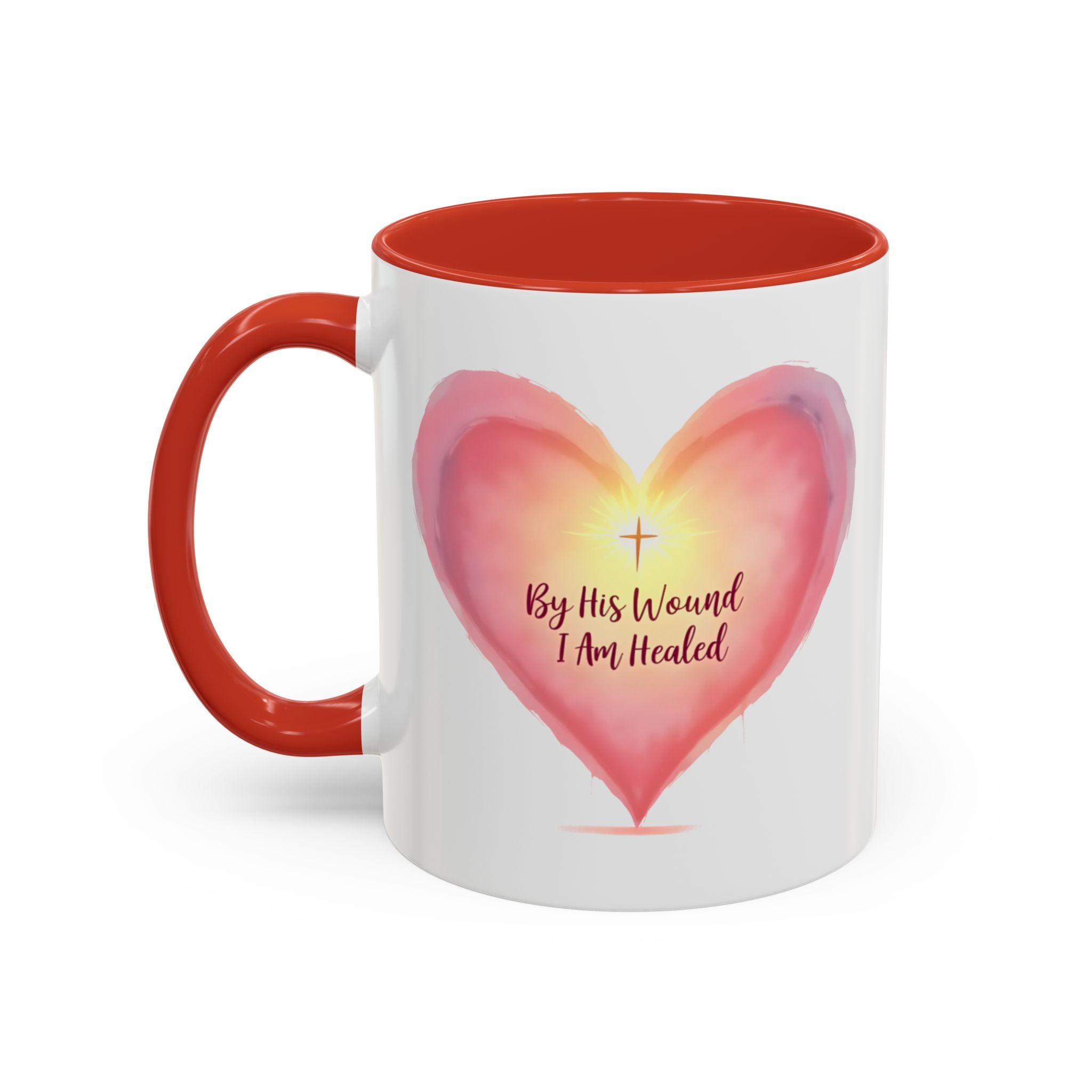God Heals My Broken Heart Mug, Inspirational Coffee Cup, Heart Design Gift, Christian Faith Mug, Encouragement & Support Beverage