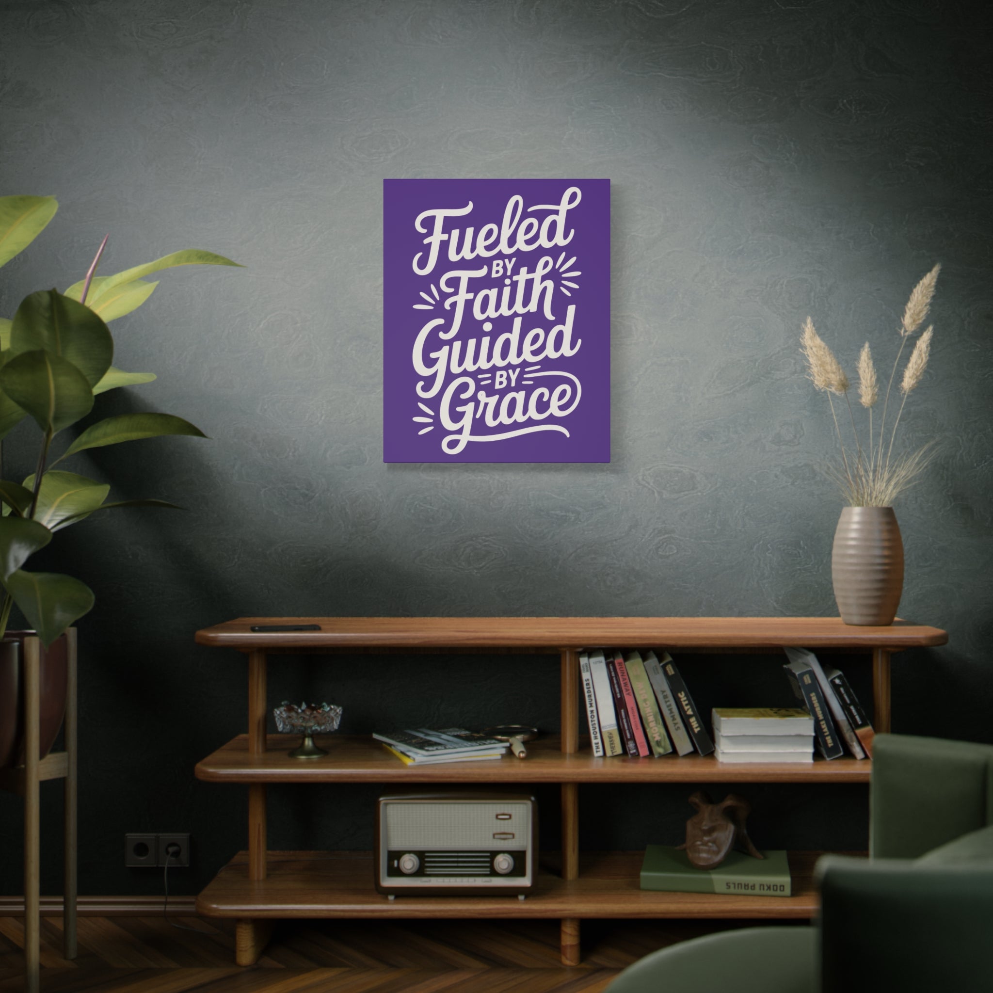 Purple Stretched Canvas Art, Motivational Wall Decor, Home Inspirational Art, Faith-Based Decor, Gift for Faith Lovers