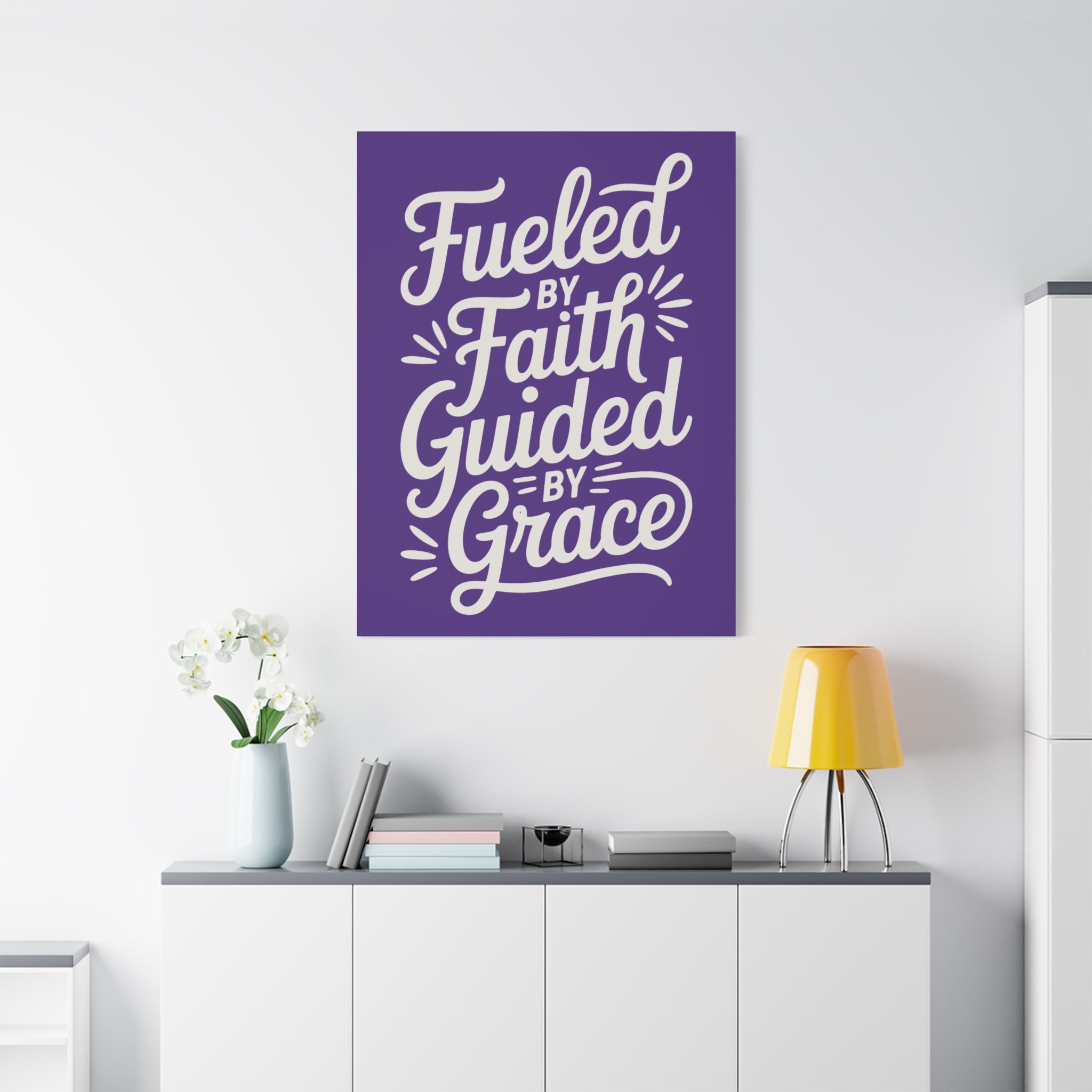 Purple Stretched Canvas Art, Motivational Wall Decor, Home Inspirational Art, Faith-Based Decor, Gift for Faith Lovers