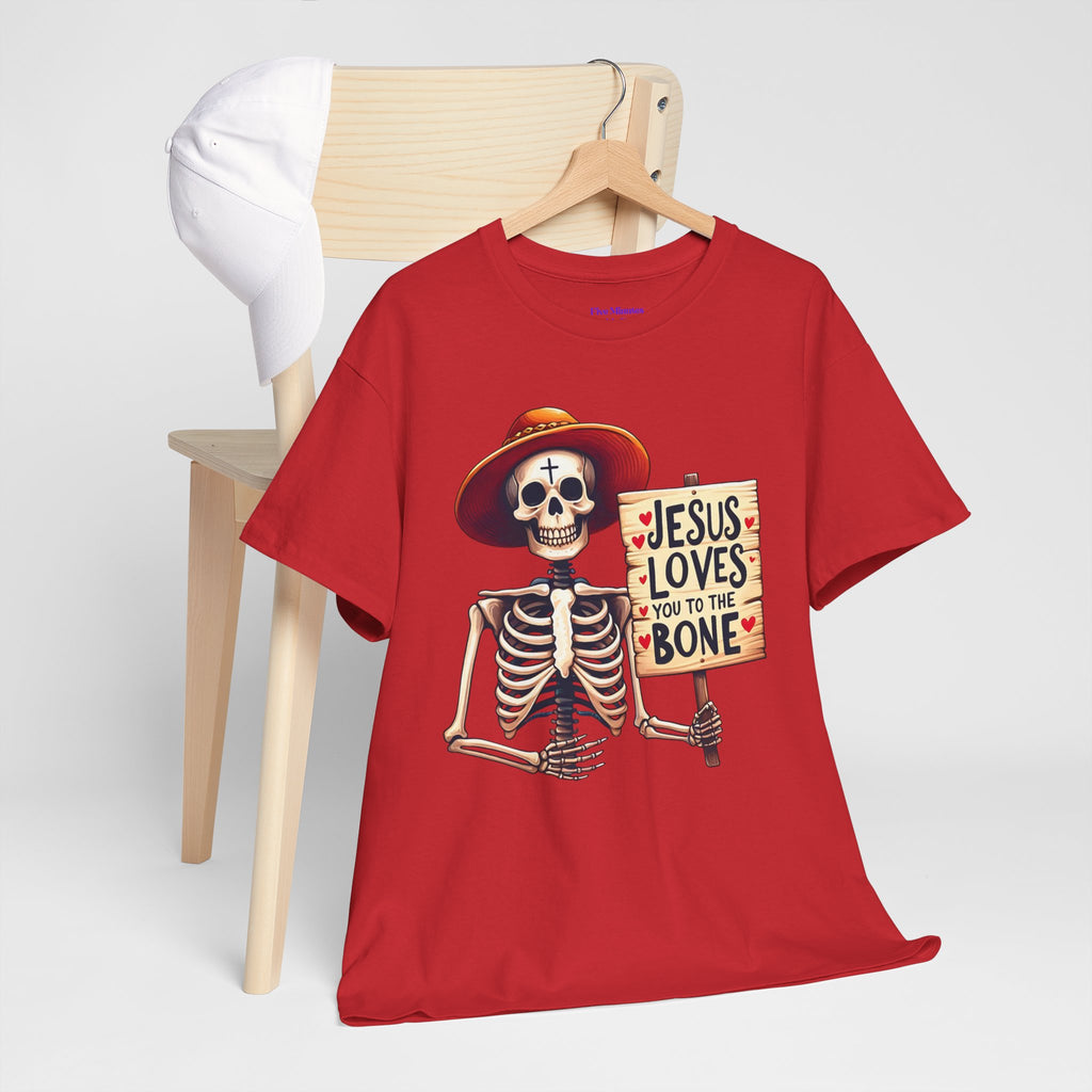 Jesus Loves You to the Bone Tee | Fun Skeleton Shirt, Unisex T-Shirt, Halloween Gift, Faith Apparel, Casual Wear, Holiday Shirt