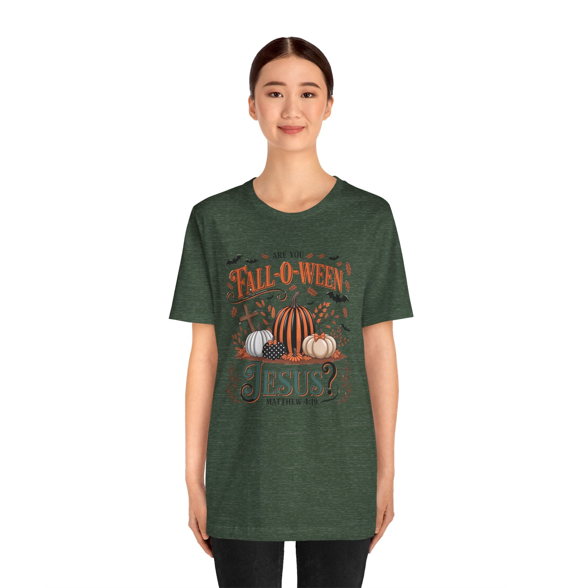 Fall-O-Ween Jesus Tee, Funny Fall T-Shirt, Unisex Pumpkin Shirt, Halloween Christian Top, Autumn Graphic Tee, Religious Casual Wear