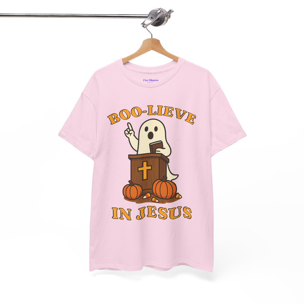 Boo-Lieve in Jesus Tee, Halloween Shirt, Unisex Cotton Tee, Fall Fashion, Religious T-Shirt, Spooky Season Apparel