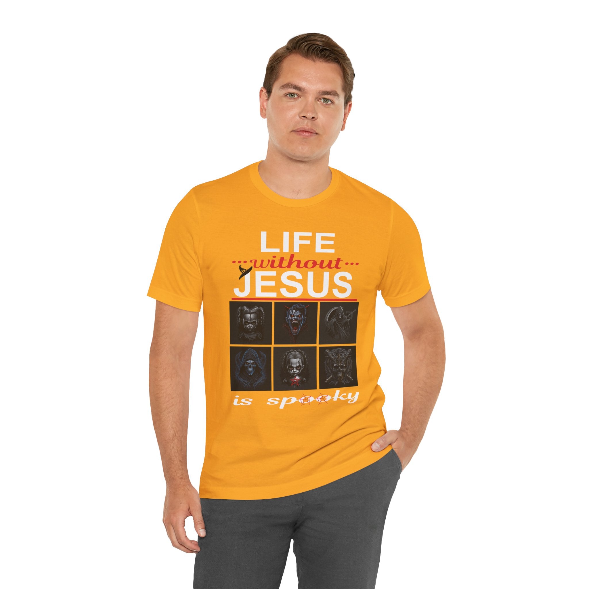 Funny Christian Tee - 'Life Without Jesus is Spooky' Unisex Jersey Short Sleeve T-Shirt, Faith Apparel, Religious Gift, Halloween Tee, [...]