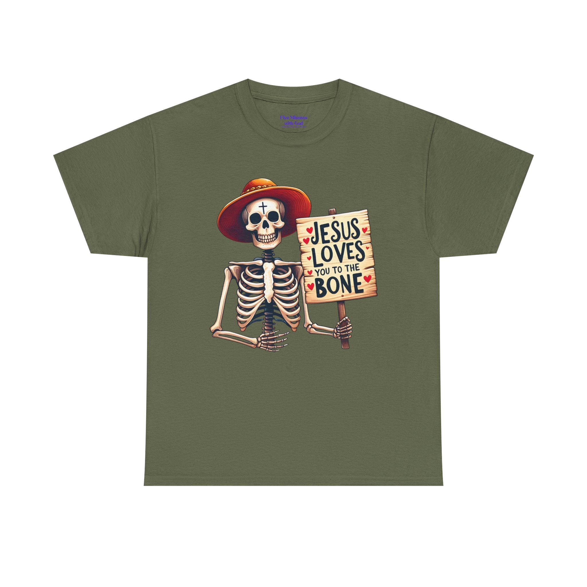Jesus Loves You to the Bone Tee | Fun Skeleton Shirt, Unisex T-Shirt, Halloween Gift, Faith Apparel, Casual Wear, Holiday Shirt