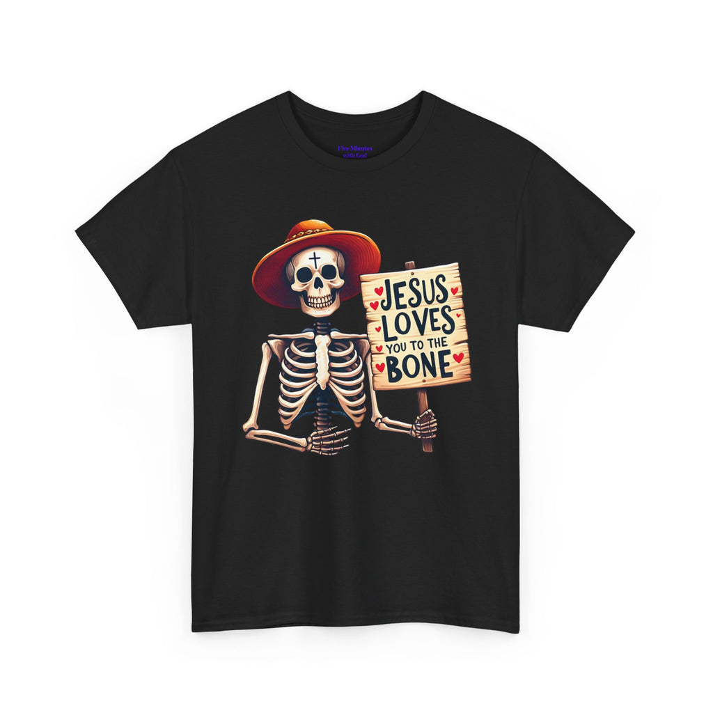 Jesus Loves You to the Bone Tee | Fun Skeleton Shirt, Unisex T-Shirt, Halloween Gift, Faith Apparel, Casual Wear, Holiday Shirt