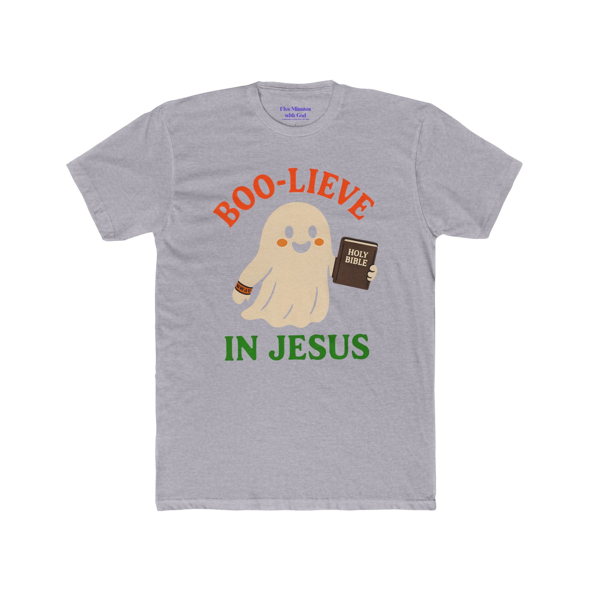 Boo-lieving Ghost Unisex Cotton Crew Tee, Halloween shirt, Jesus shirt, Christian apparel, spooky t-shirt, fun gift idea