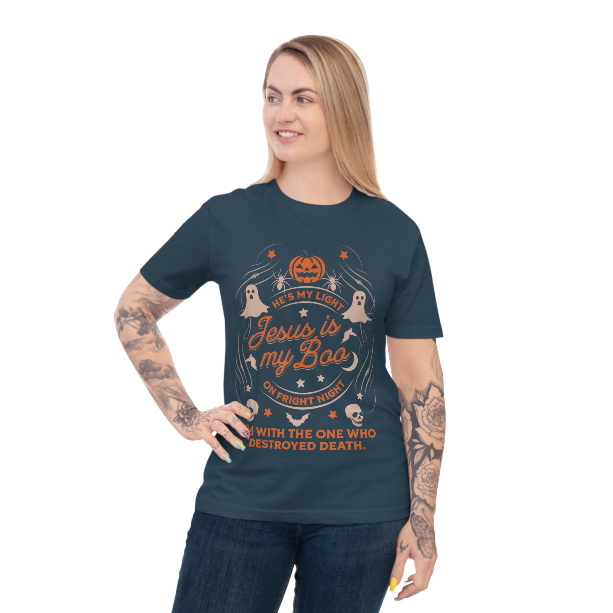 Halloween Christian T-Shirt with Fun Ghost Designs, Jesus is My Boo, Spooky Season Apparel, Faithful Holiday Shirt, Unique Gift for [...]
