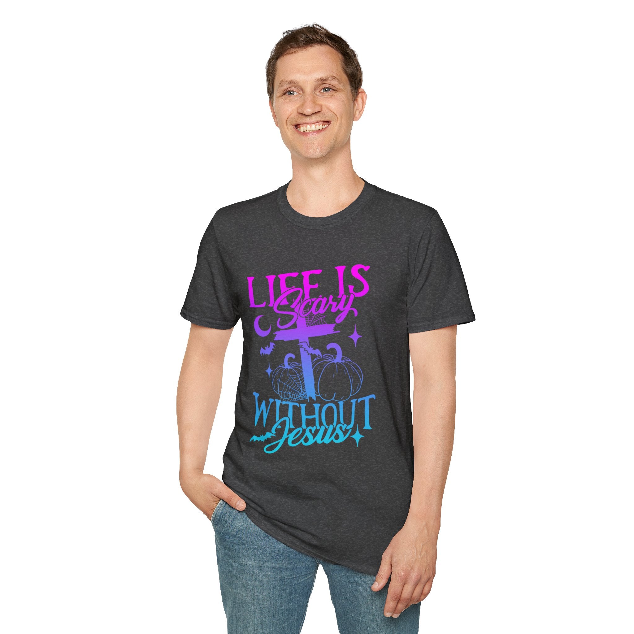 Life is Scary Without Jesus Unisex Softstyle T-Shirt - Faith-Based Graphic Tee, Halloween Outfit, Religious Apparel, Christian Gift, [...]