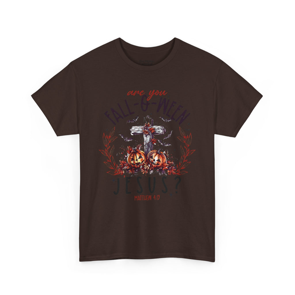 Fall-O-Ween Jesus Unisex Heavy Cotton Tee, Halloween Shirt, Christian T-Shirt, Autumn Apparel, Gift for Him/Her