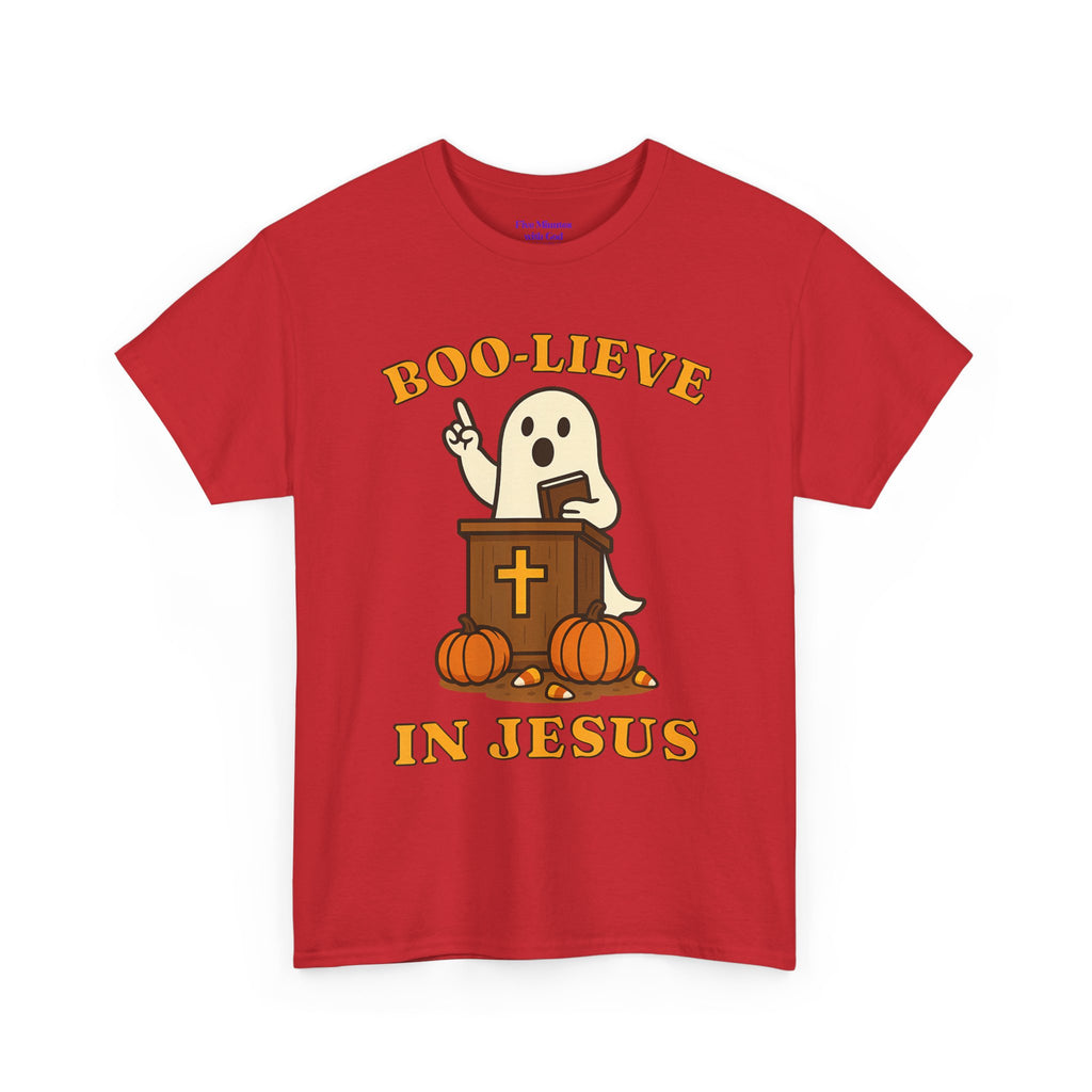 Boo-Lieve in Jesus Tee, Halloween Shirt, Unisex Cotton Tee, Fall Fashion, Religious T-Shirt, Spooky Season Apparel