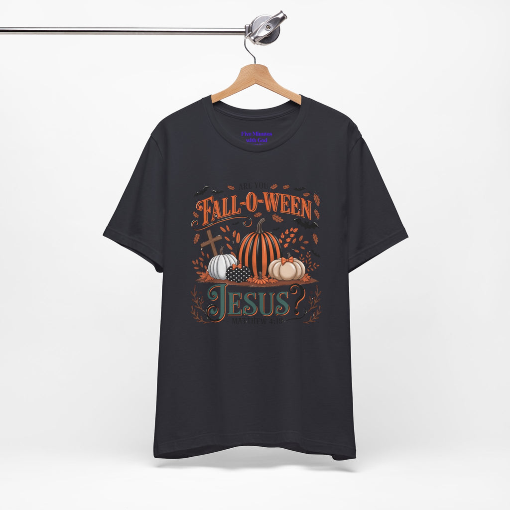 Fall-O-Ween Jesus Tee, Funny Fall T-Shirt, Unisex Pumpkin Shirt, Halloween Christian Top, Autumn Graphic Tee, Religious Casual Wear