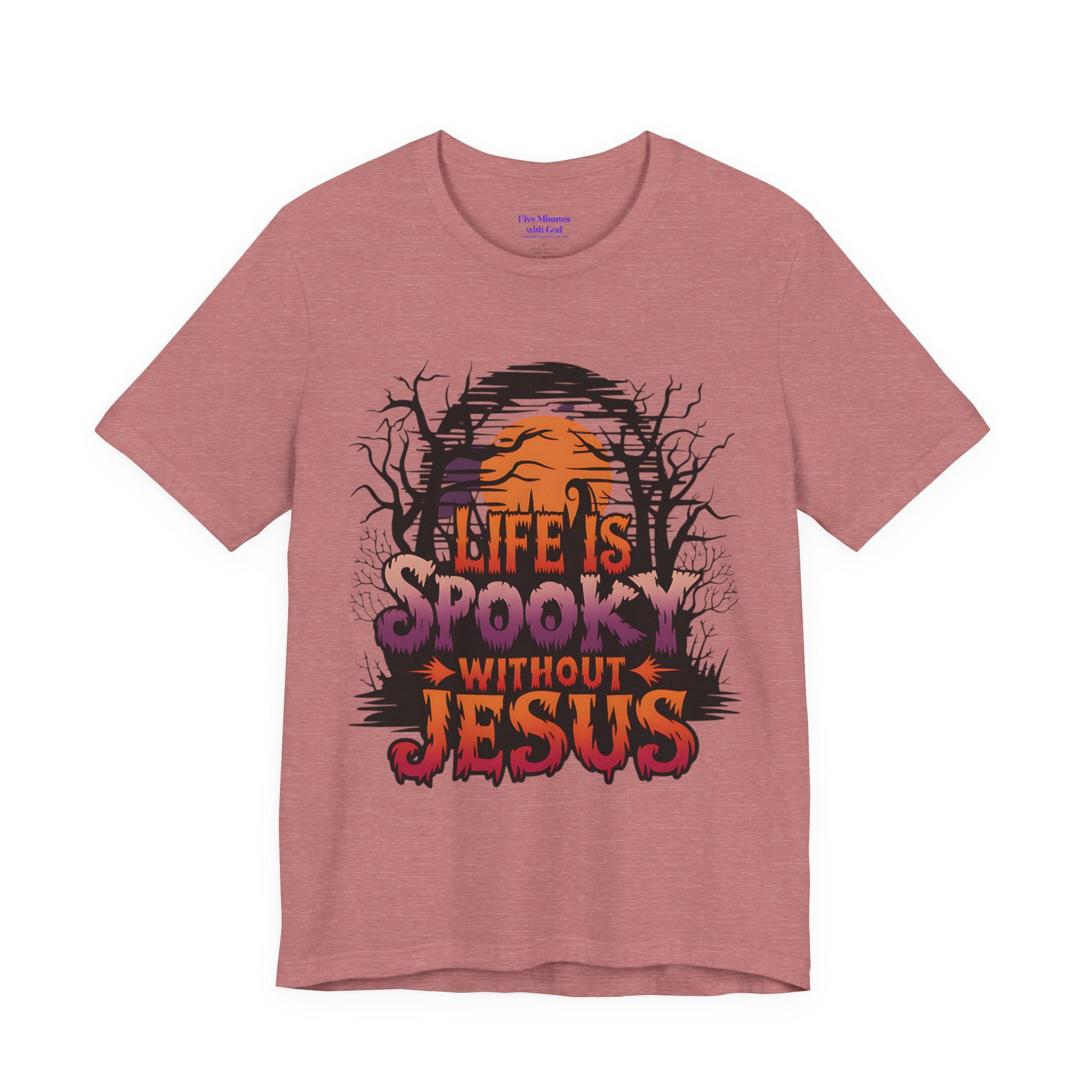 Spooky Jesus Tee - Short Sleeve Unisex Jersey Shirt, Halloween Apparel, Faith-Based Gift, Casual Wear, Everyday Comfort