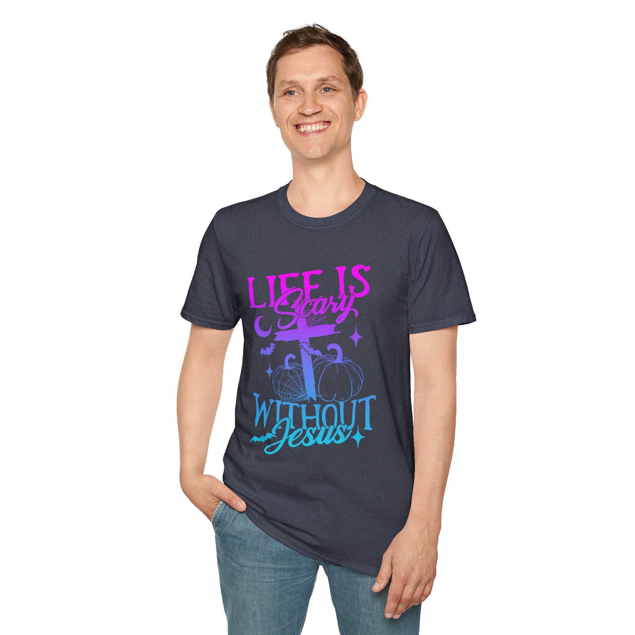 Life is Scary Without Jesus Unisex Softstyle T-Shirt - Faith-Based Graphic Tee, Halloween Outfit, Religious Apparel, Christian Gift, [...]